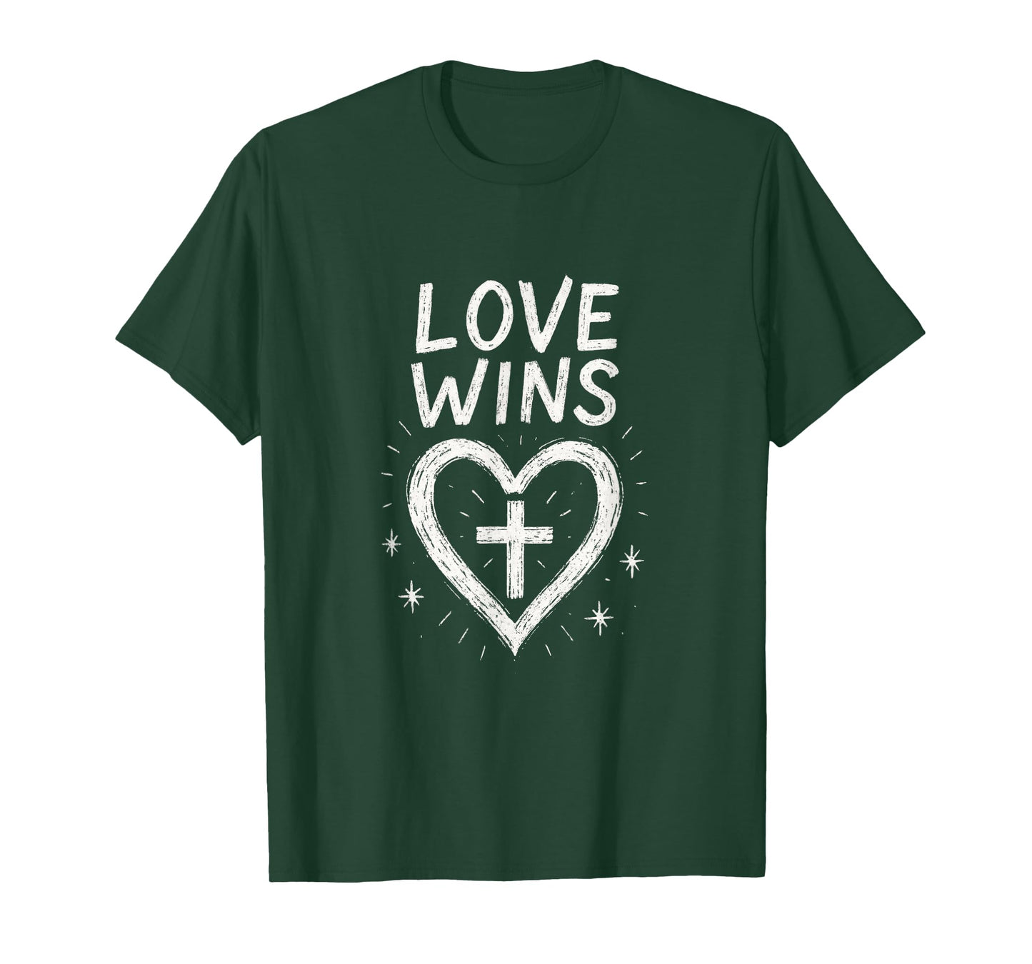 Love Wins - Cross Heart Christian Faith Prayer T-Shirt