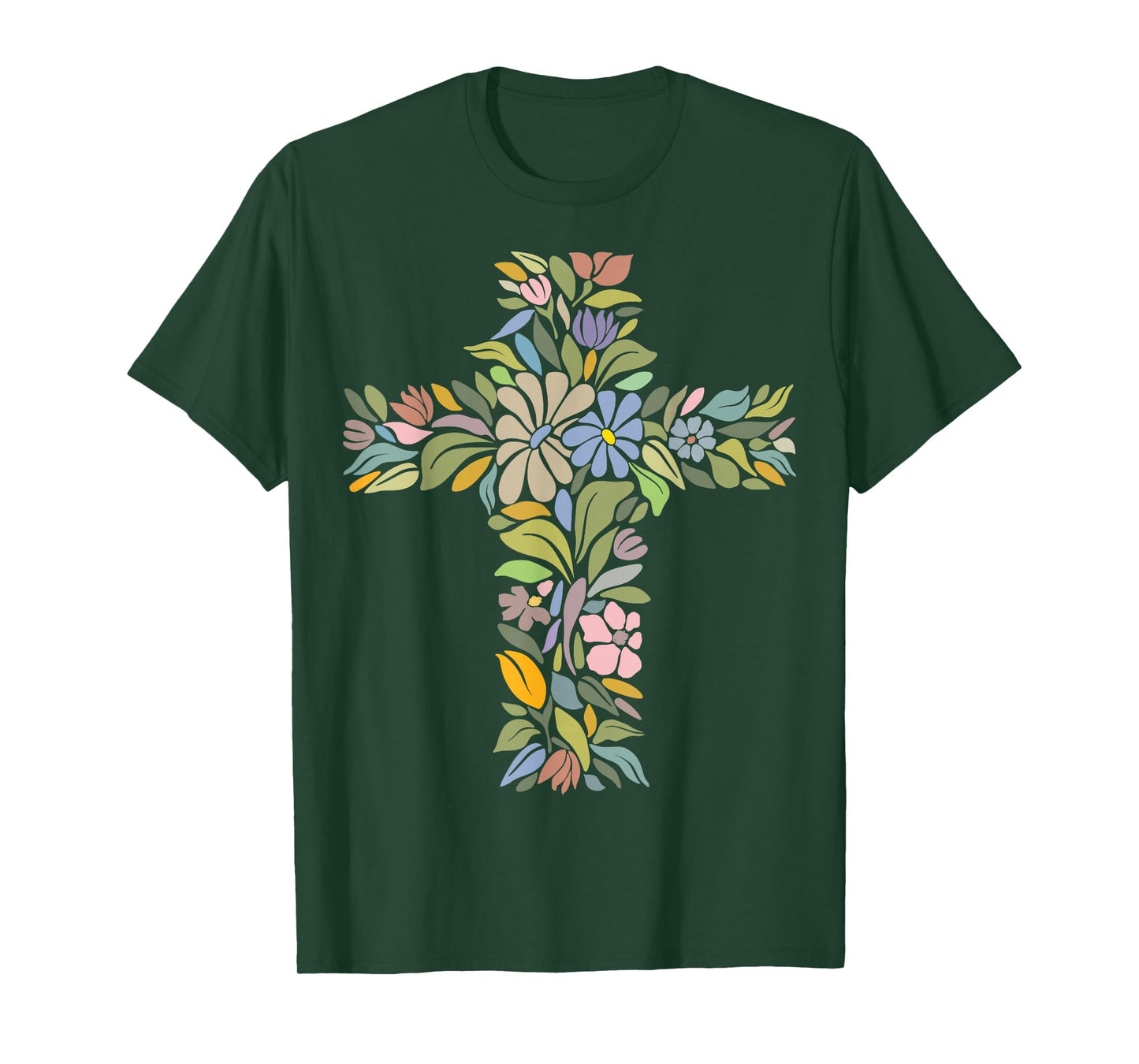 Beautiful Cross of Flowers Christian Jesus Floral Crucifix T-Shirt