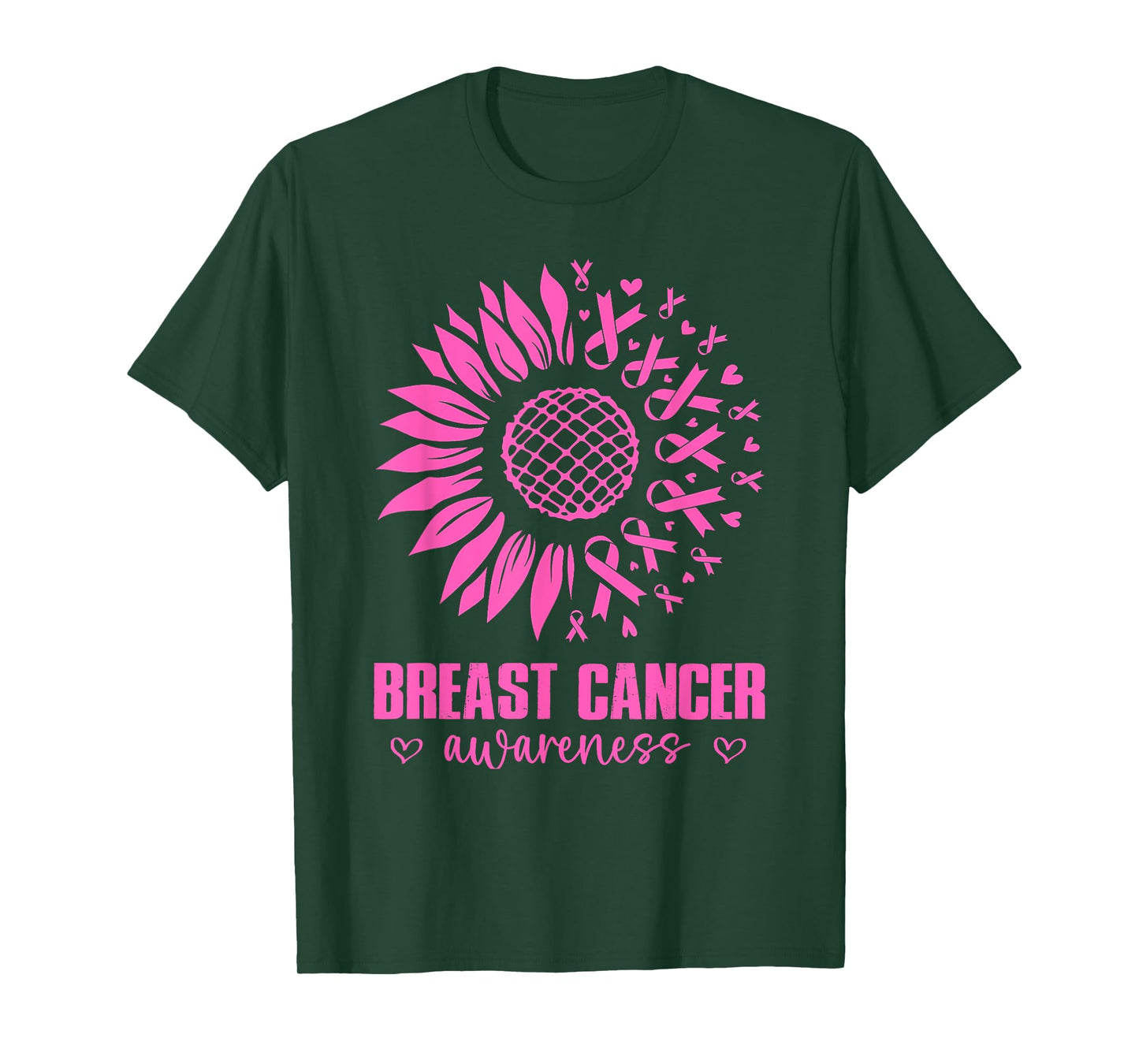 Sunflower Breast Cancer Awareness Pink Ribbon in October T-Shirt
