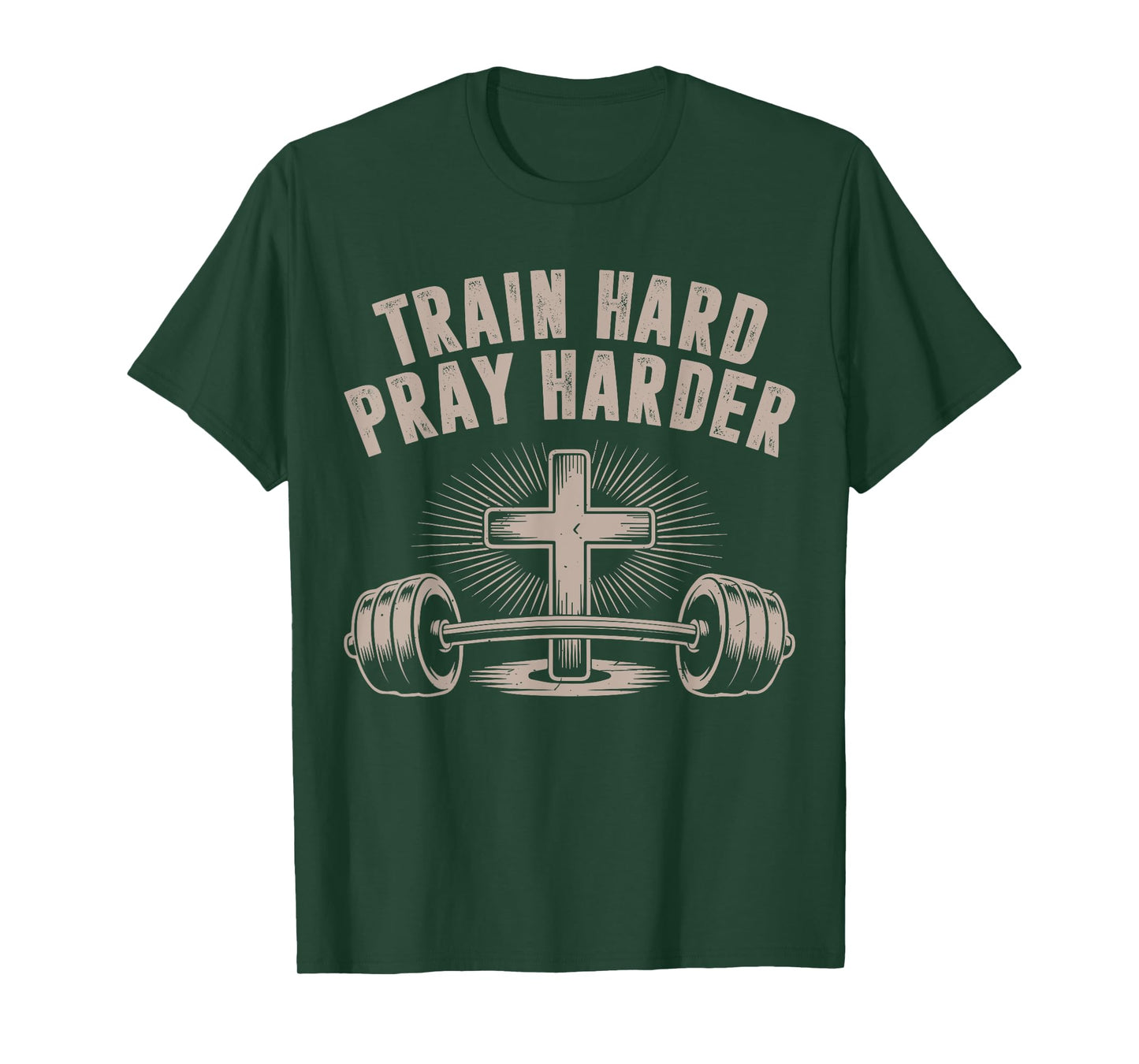 Men Train Hard Pray Harder Funny Christian Jesus Gym Workout T-Shirt