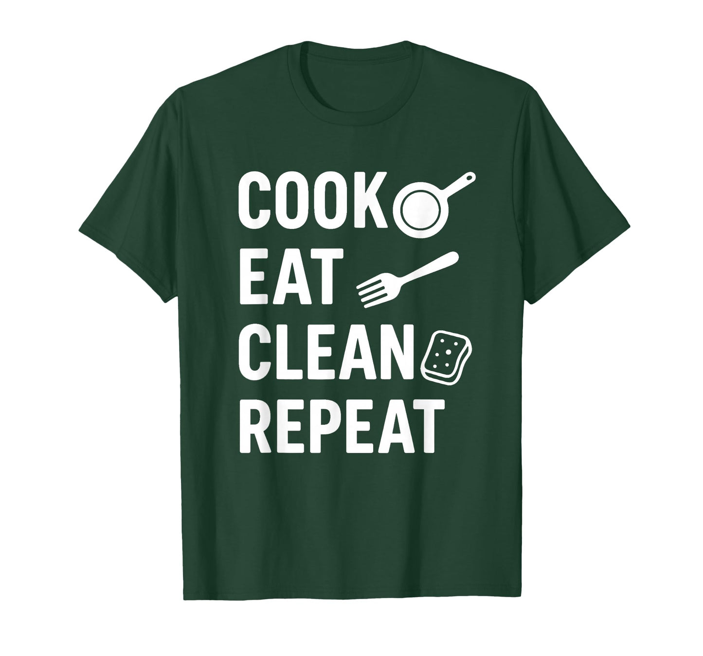 Cook Eat Clean Repeat Funny Quote – Lifestyle Slogan Design T-Shirt