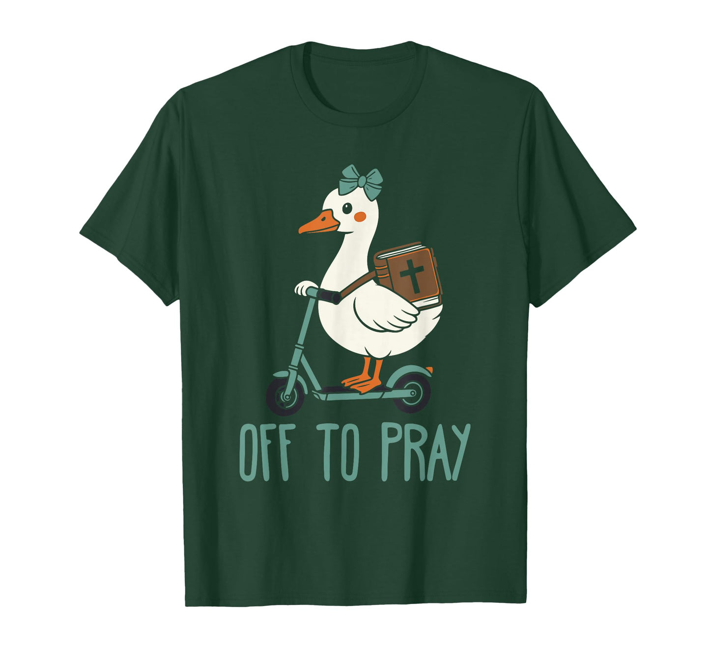 Off to Pray Funny Goose Christian Faith T-Shirt