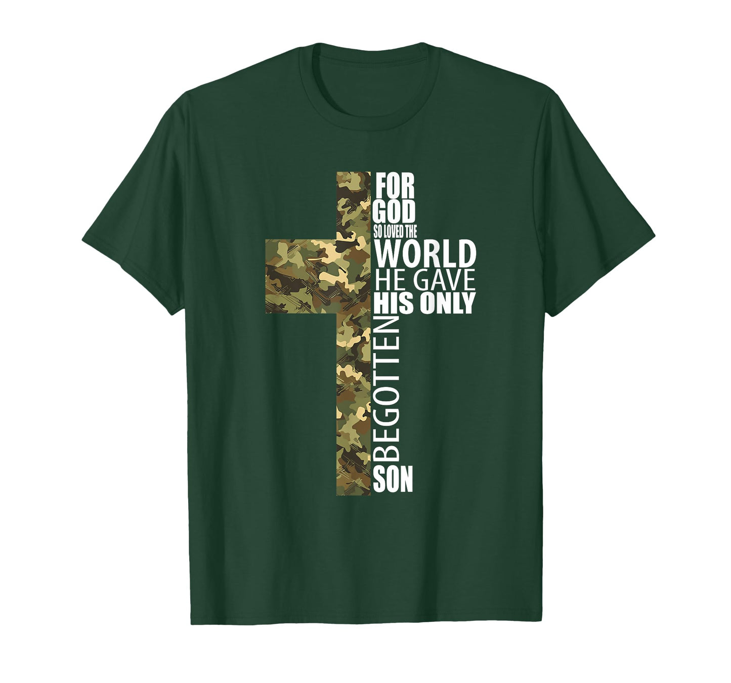 Camo Jesus Christian Cross Bible Verse Men Kids John 3 16 T-Shirt