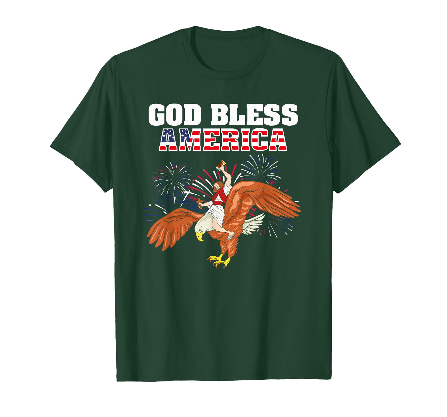 God Bless America shirt Jesus Riding a Bald Eagle t-shirt T-Shirt
