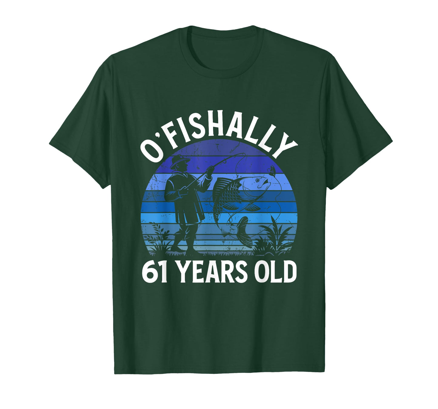 Ofishally 61 Years Old 61 BDay Fisherman 61 Birthday Fishing T-Shirt