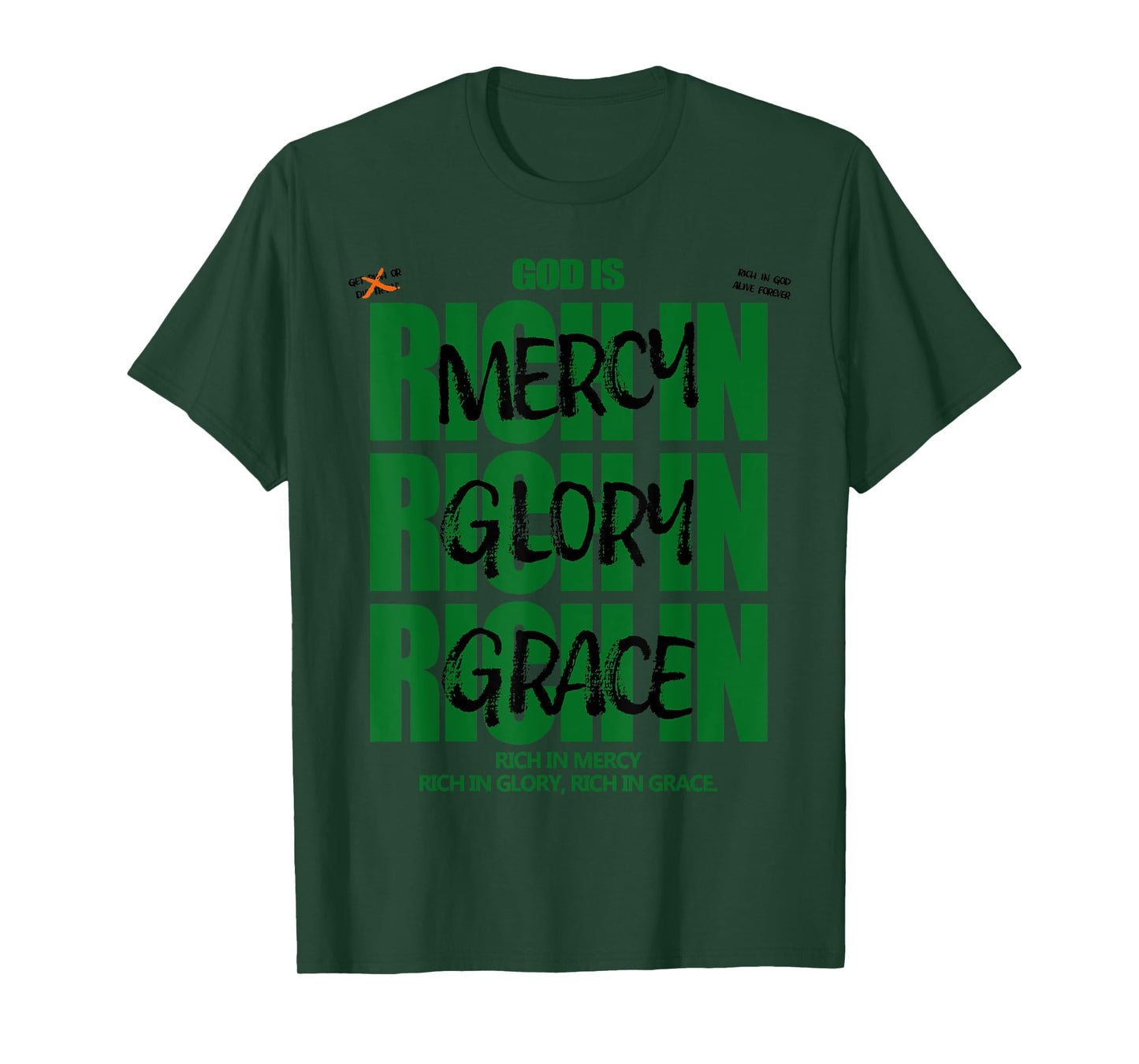 God Is Rich In Mercy Glory Grace Christian Modern Graphic T-Shirt