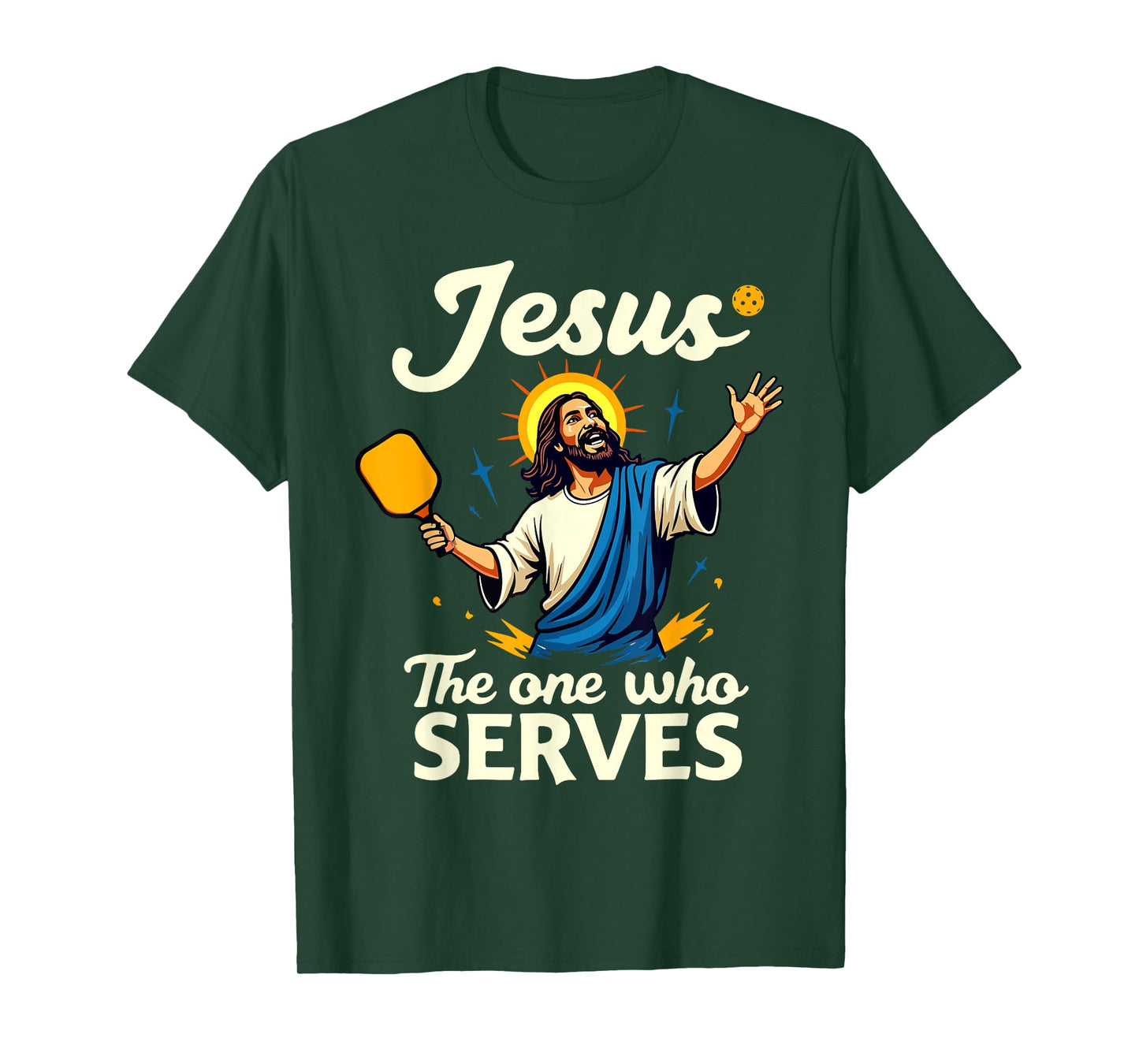 Funny PIckleball Jesus The One Who Serves T-Shirt