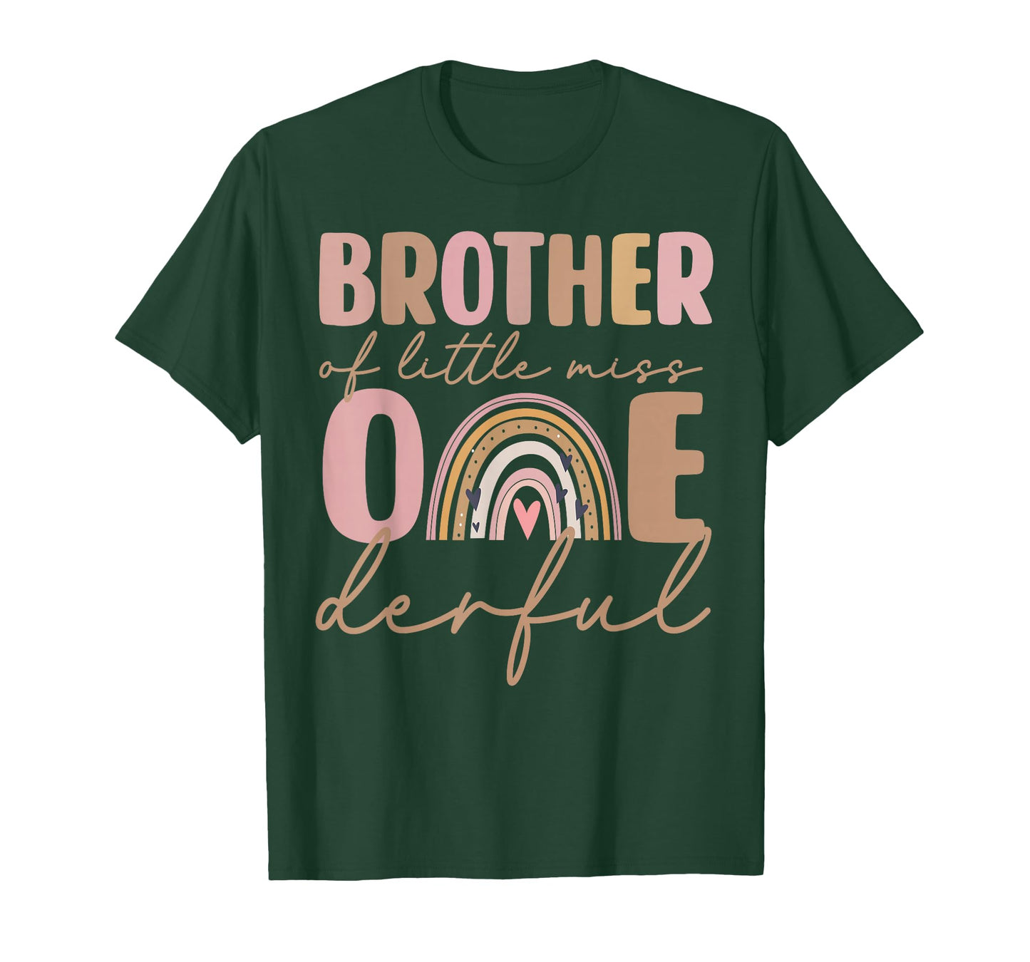 Brother of Little Miss Onederful First Birthday Boho Rainbow T-Shirt
