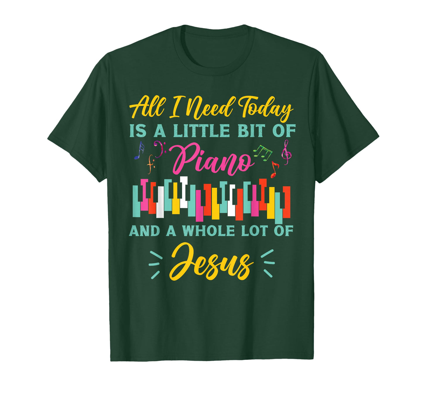 Piano Teacher Pianist Cross Jesus Christian Keyboard All I T-Shirt