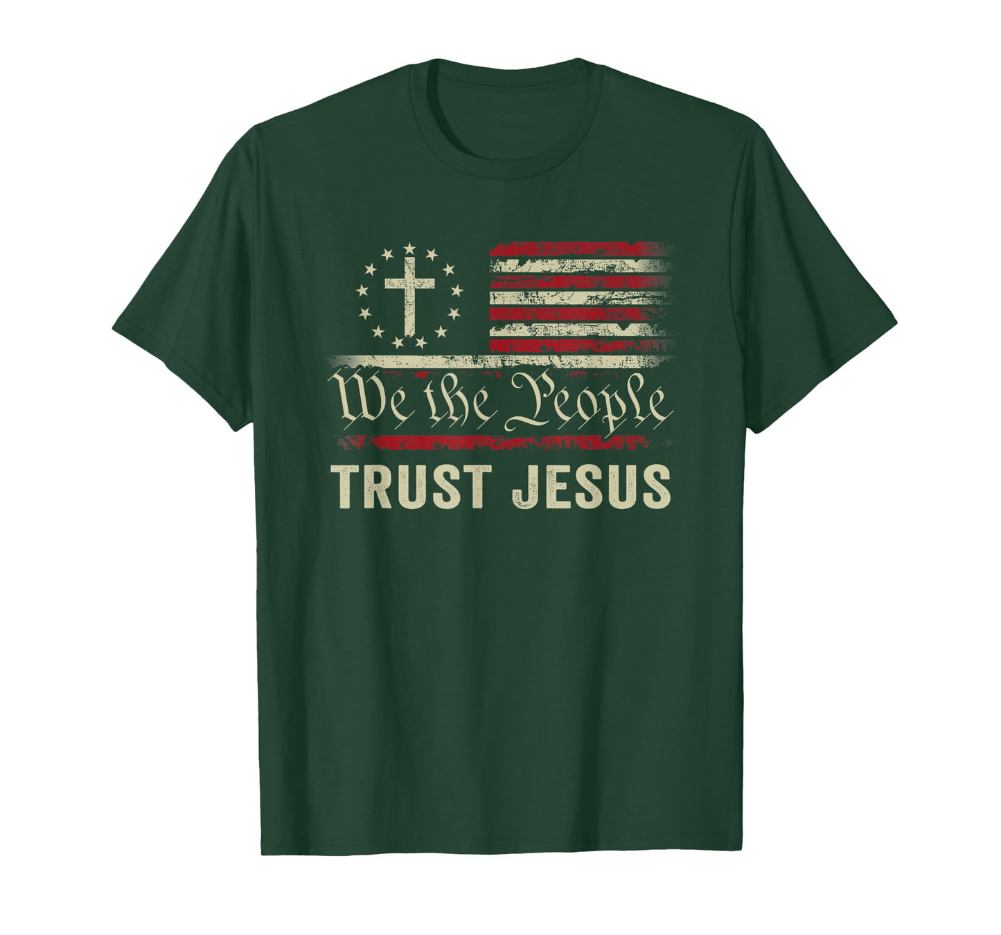 We The People Trust Jesus - USA Flag Christian Patriotic T-Shirt