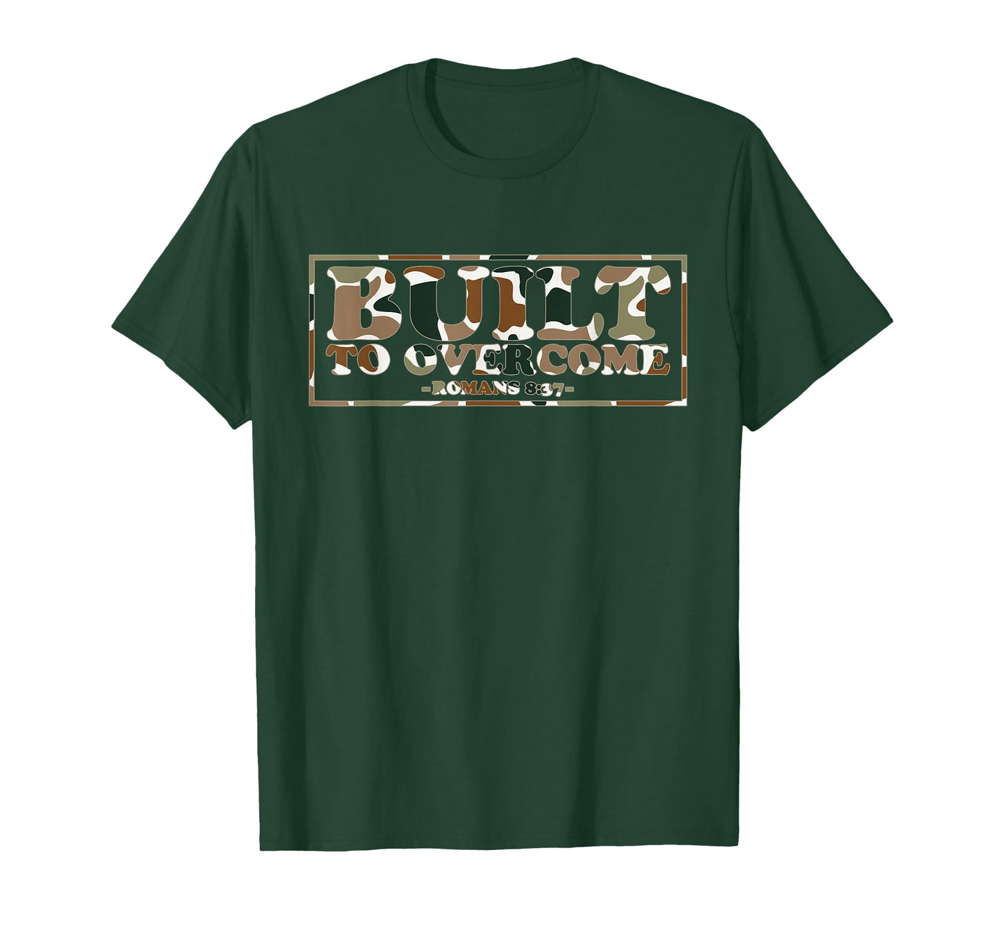 Built to Overcome Camo Faith Workout Gym Christian Scripture T-Shirt