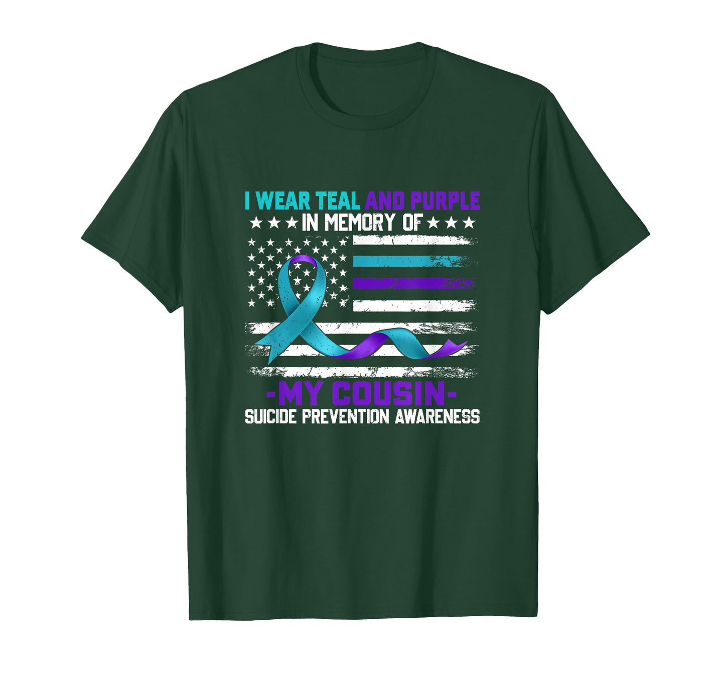 In Memory Cousin Suicide Awareness Prevention American Flag T-Shirt