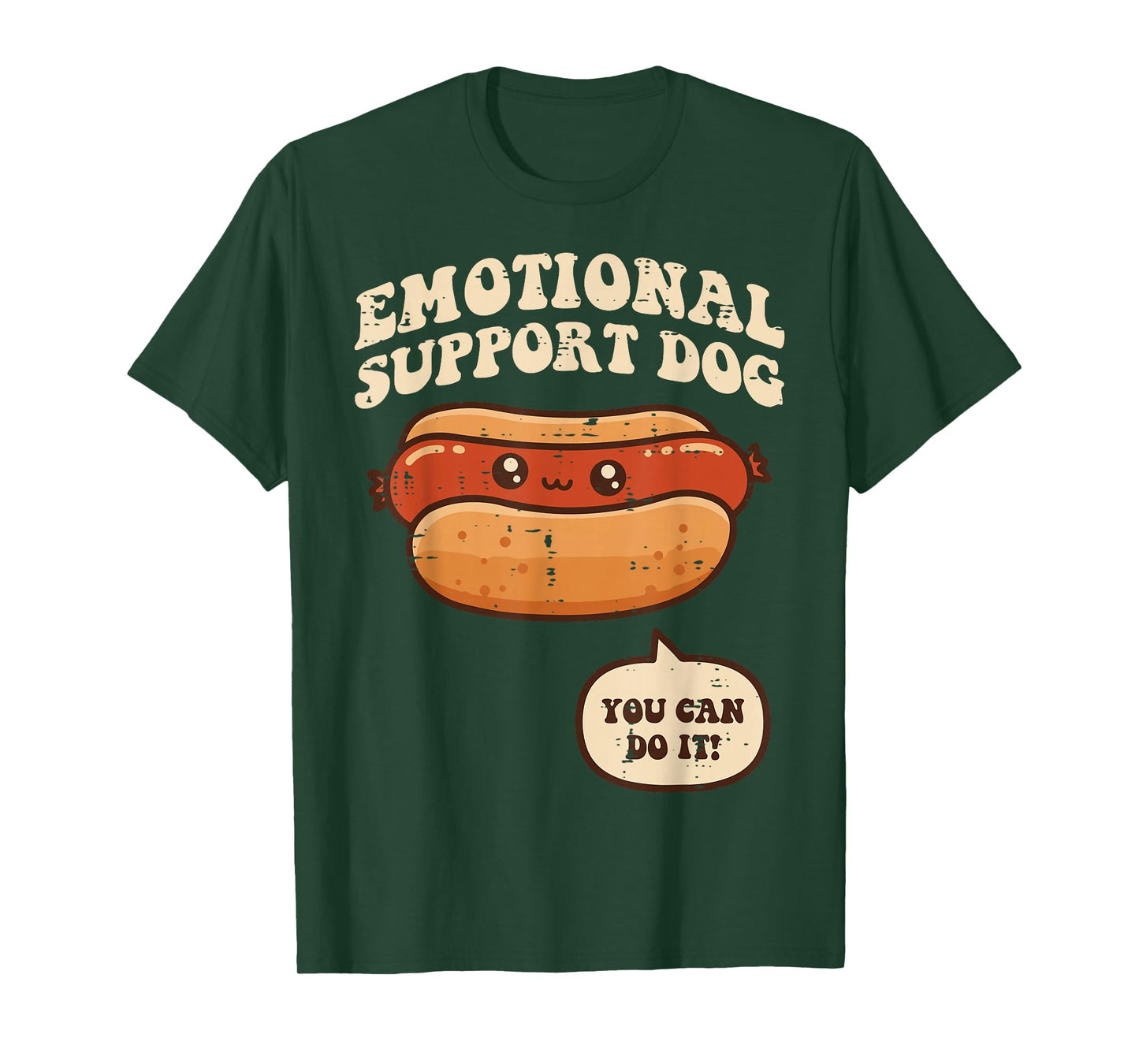 Hotdog Emotional Support Dog Funny Saying Men Women Kids T-Shirt