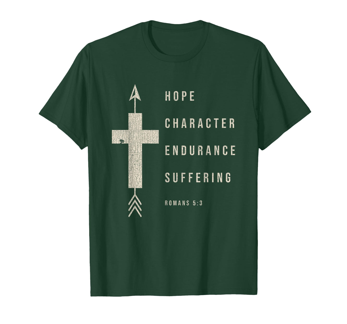 Vintage Hope Character Endurance Scripture Romans 5:3 Jesus T-Shirt