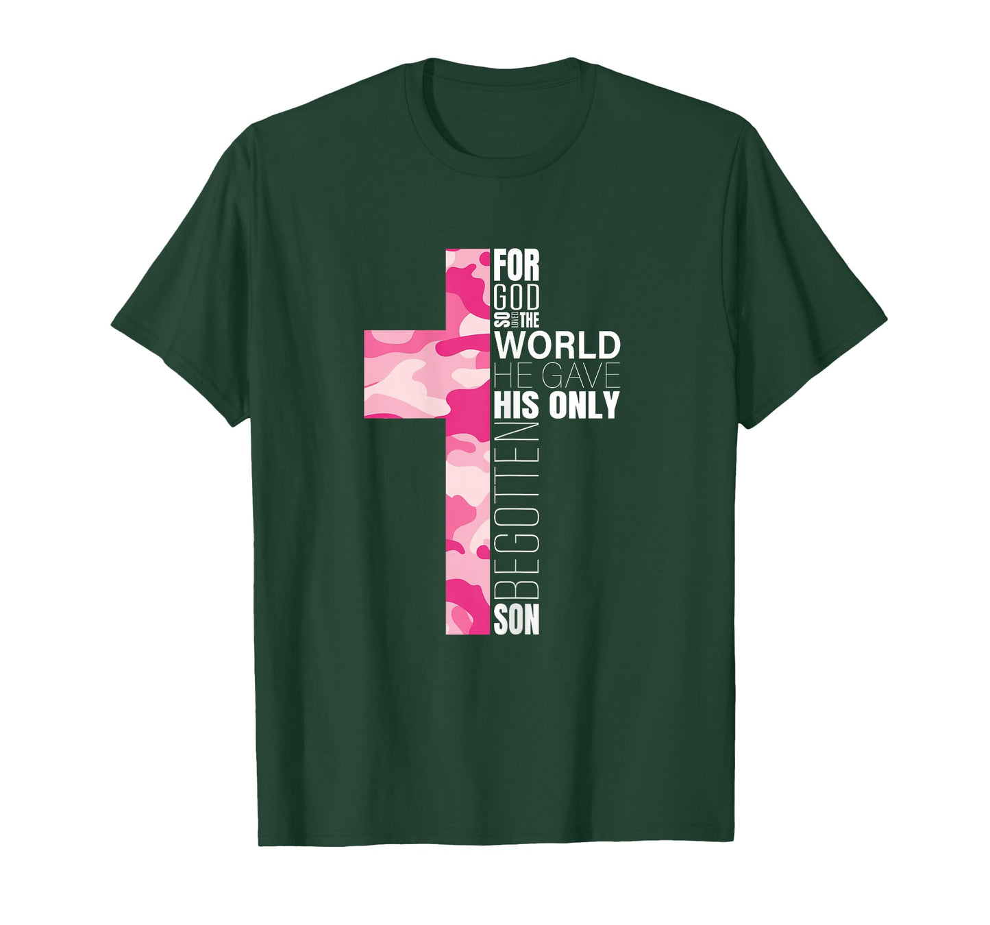 Cute Pink Camo Christian Cross Verse Gifts Women Teen Girls T-Shirt