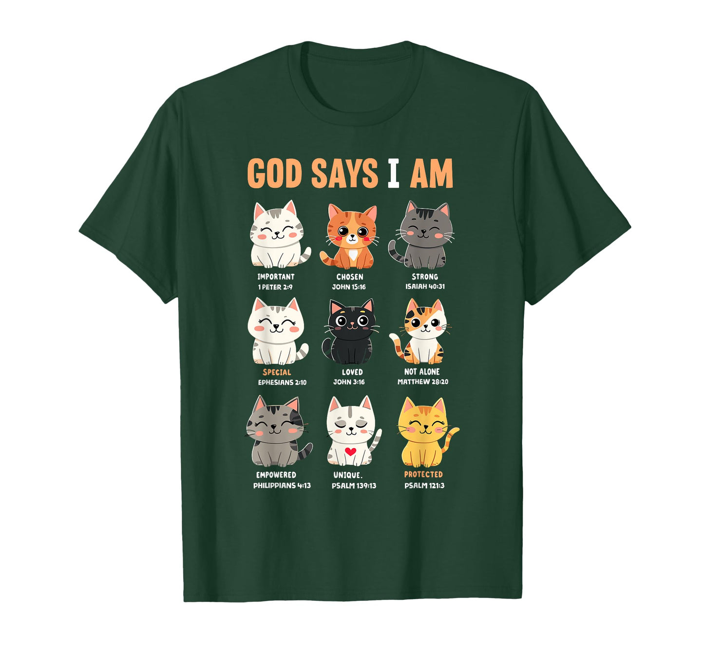 God Says I'm Christian Funny Cats Bible Verse Kitty Lover T-Shirt
