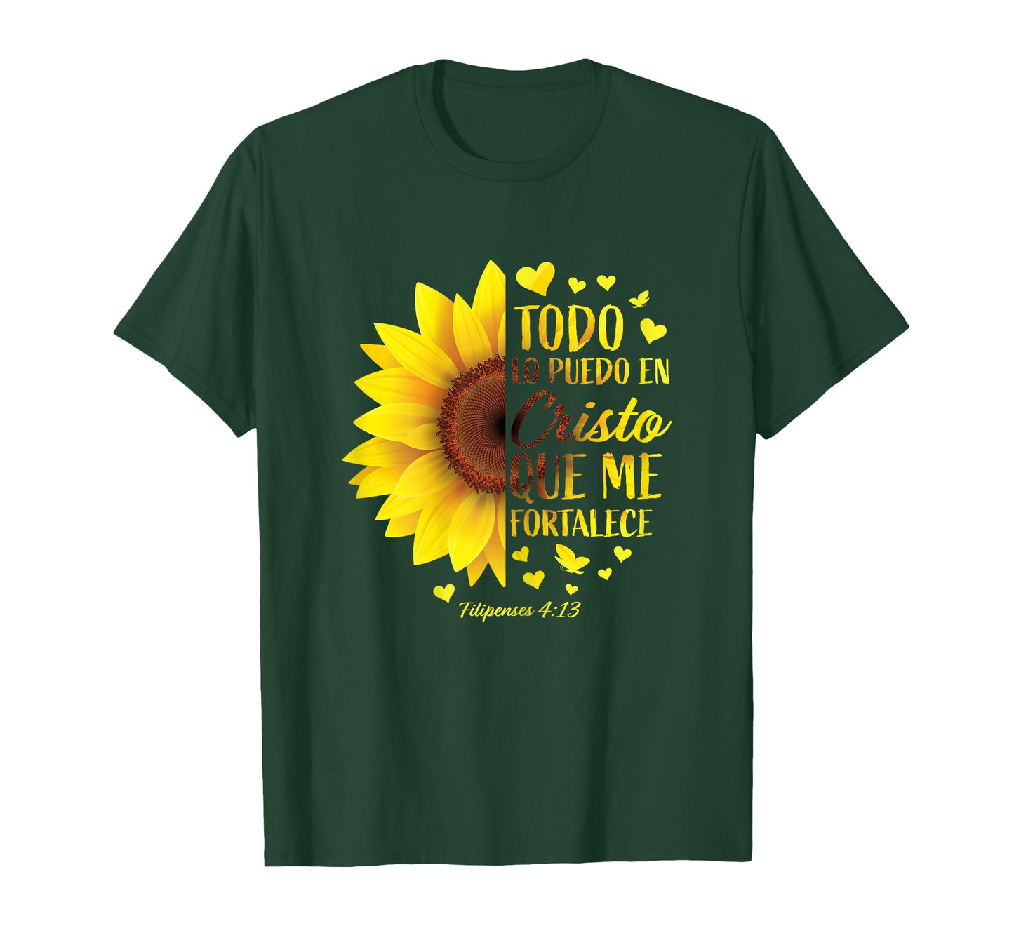 Christian Gift Spanish Women Religious Bible Verse Sunflower T-Shirt