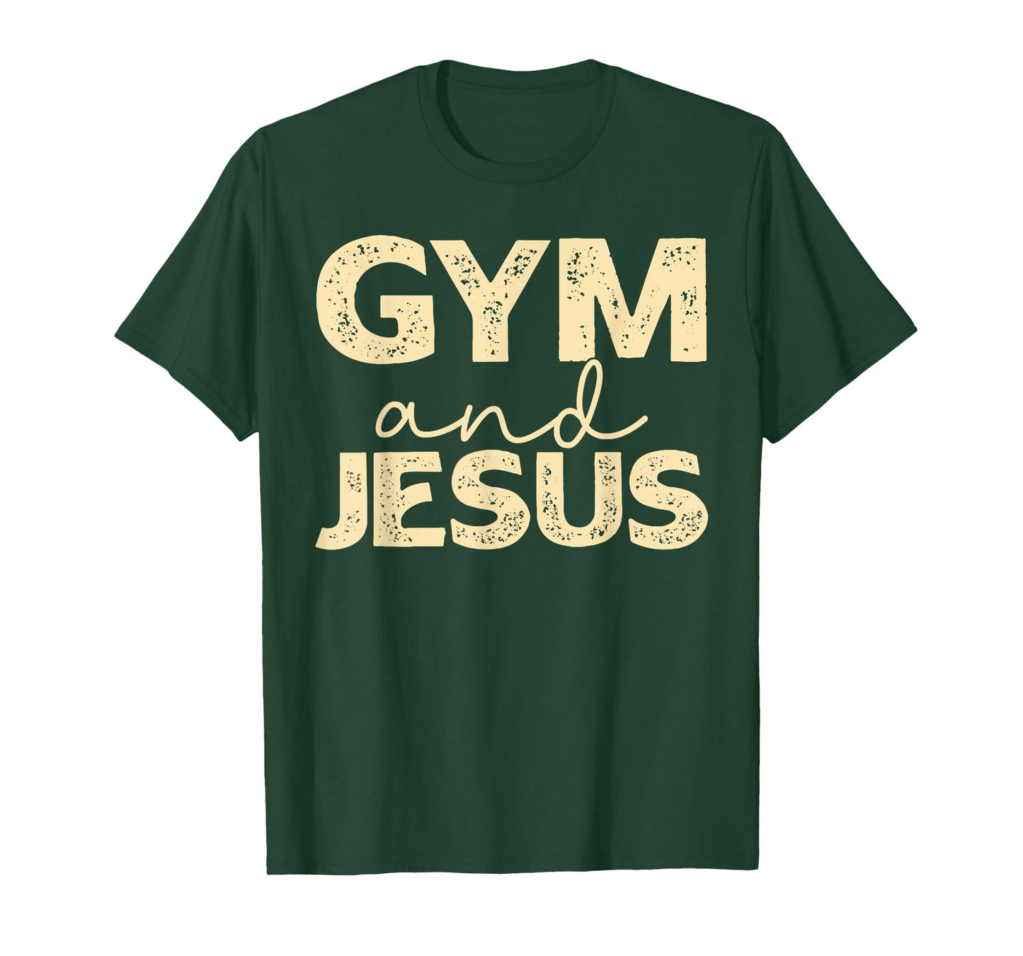 Distressed Gym and Jesus Funny Jesus Christian Workout Gym T-Shirt