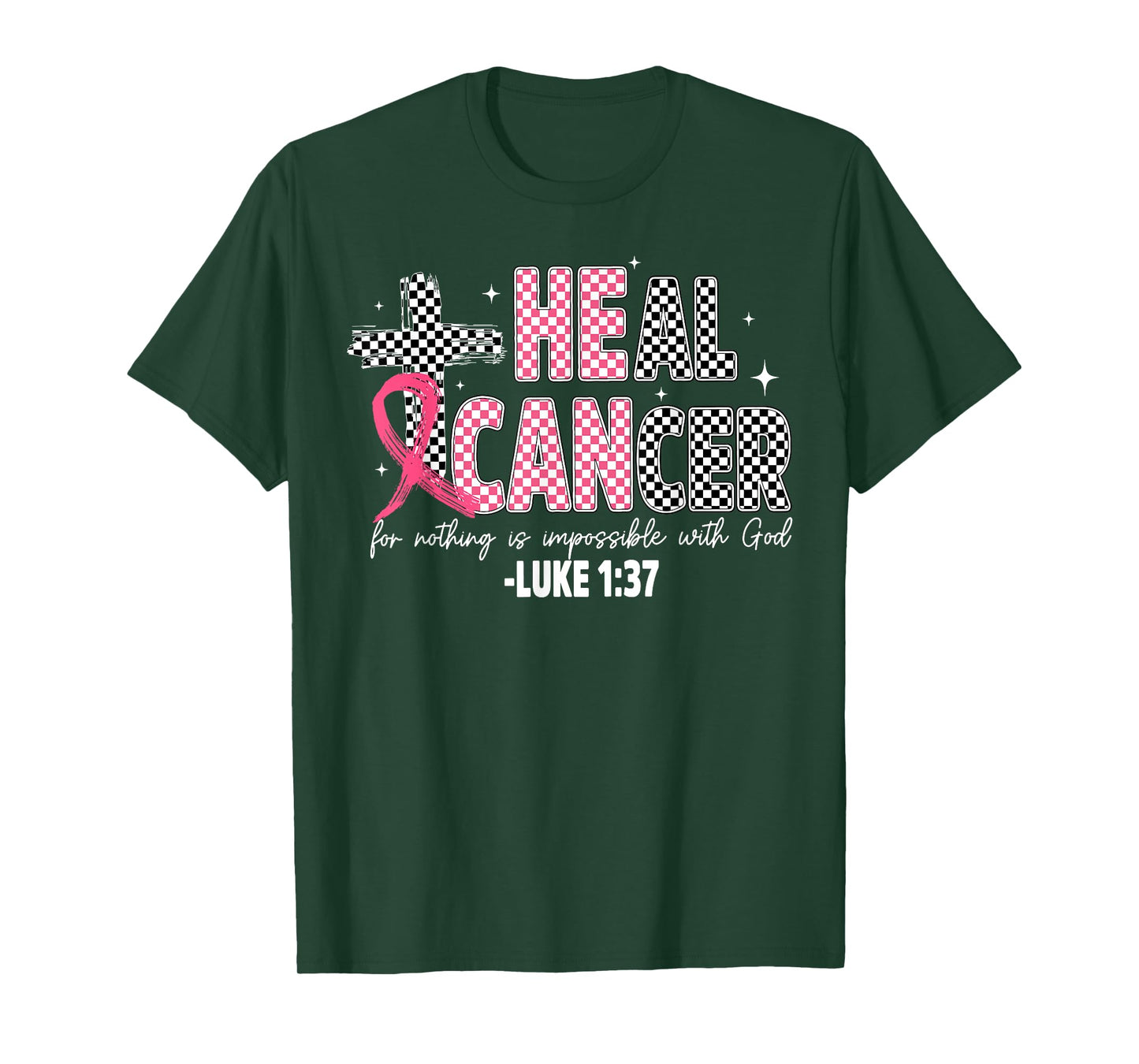 Heal Breast Cancer Coquette Christian God Faith Pink Ribbon T-Shirt