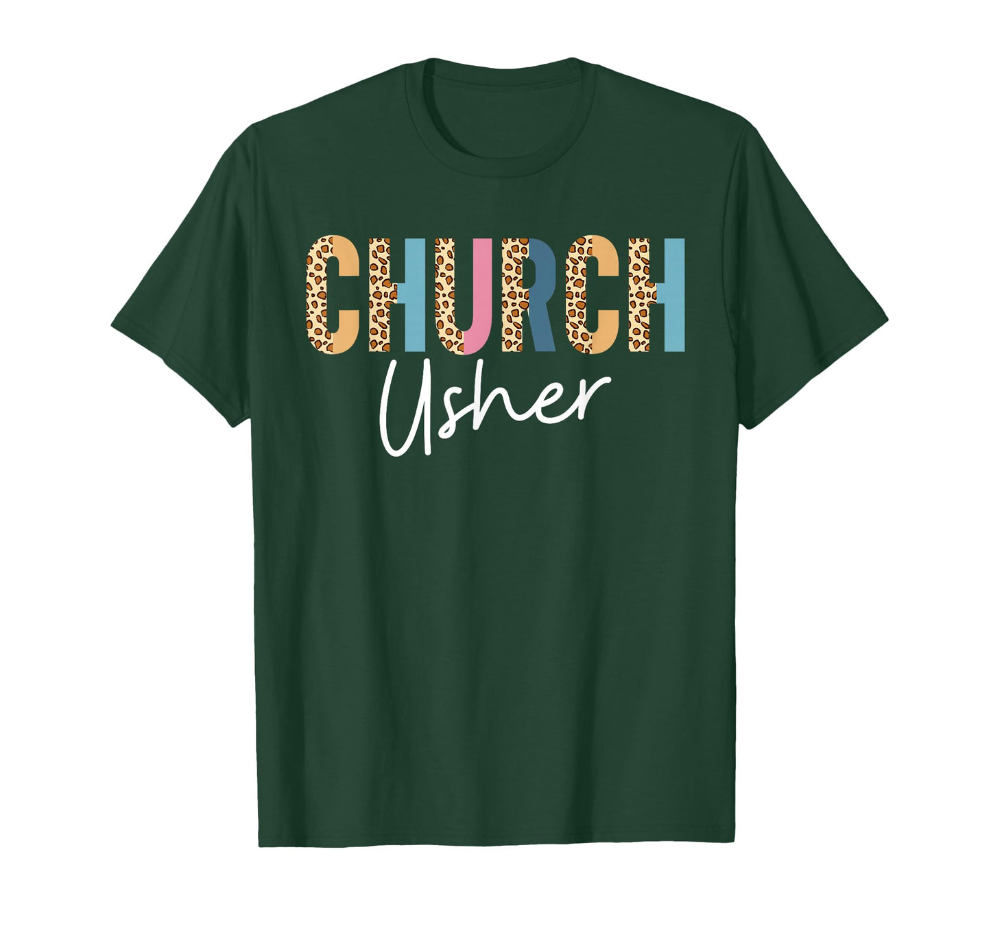 Church Usher Christian Bible Verse Leopard T-Shirt