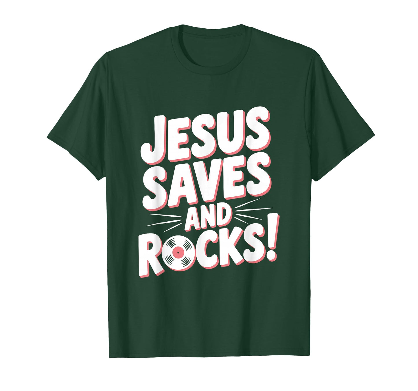 Jesus Saves and Rocks! Christian Faith Inspirational T-Shirt