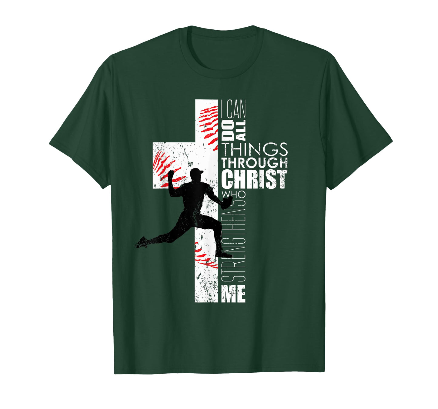 Christian Philippians 4:13 Kids Boys Cross Baseball Pitcher T-Shirt