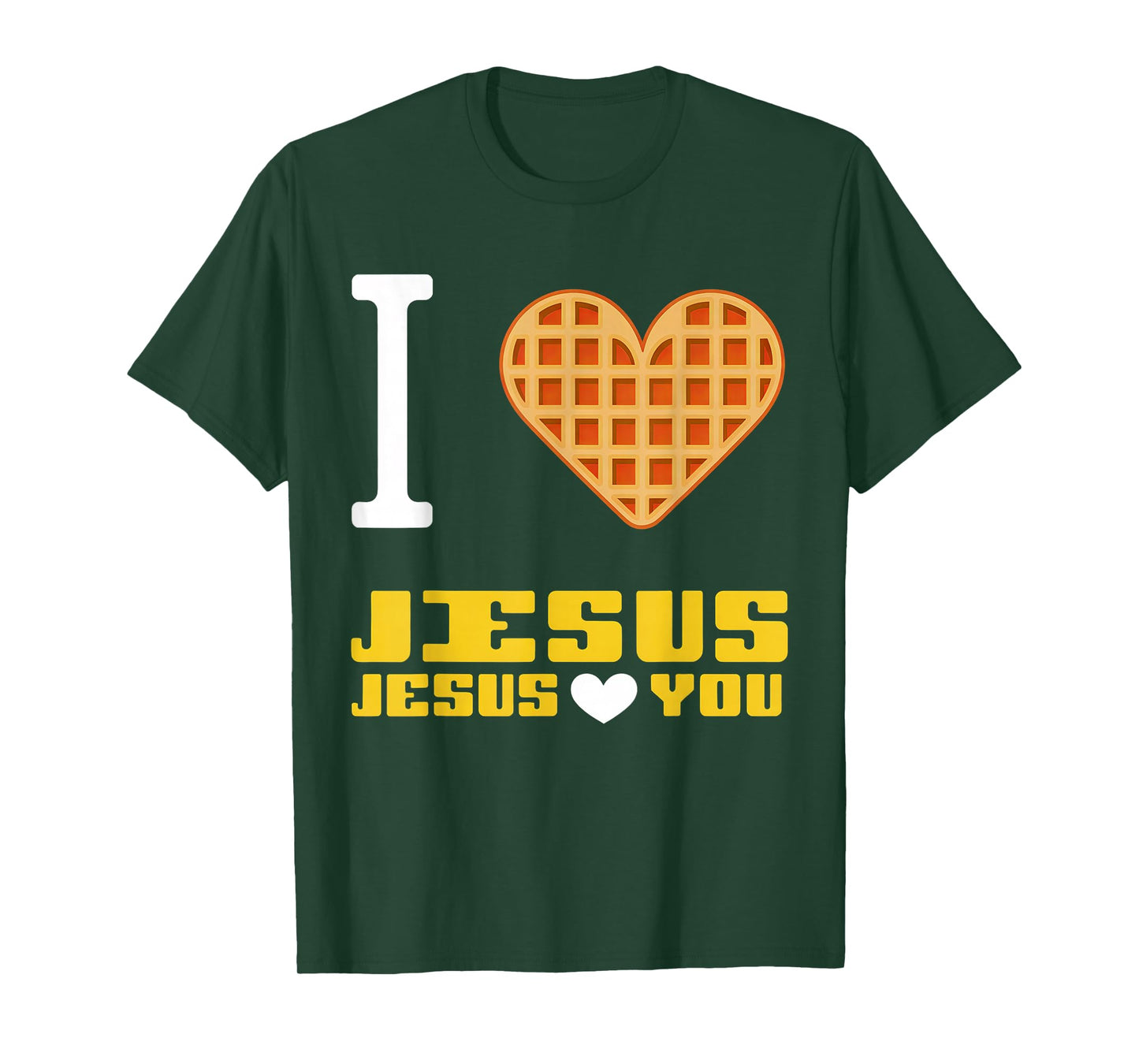 I Love Jesus Waffle Heart Funny Christian Breakfast T-Shirt