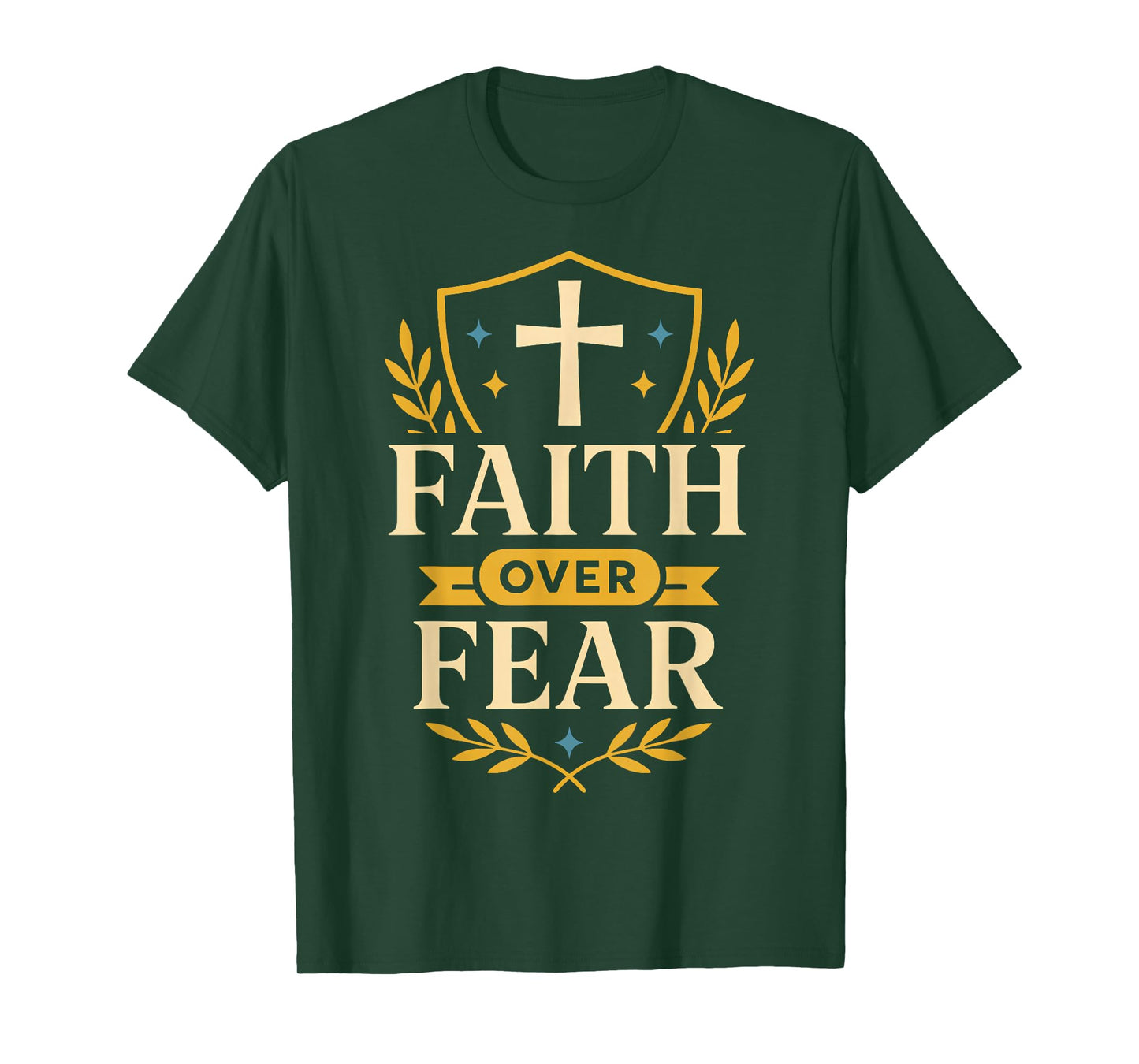 Faith Over Fear Christian Cross Anxiety Shield Isaiah 41:10 T-Shirt