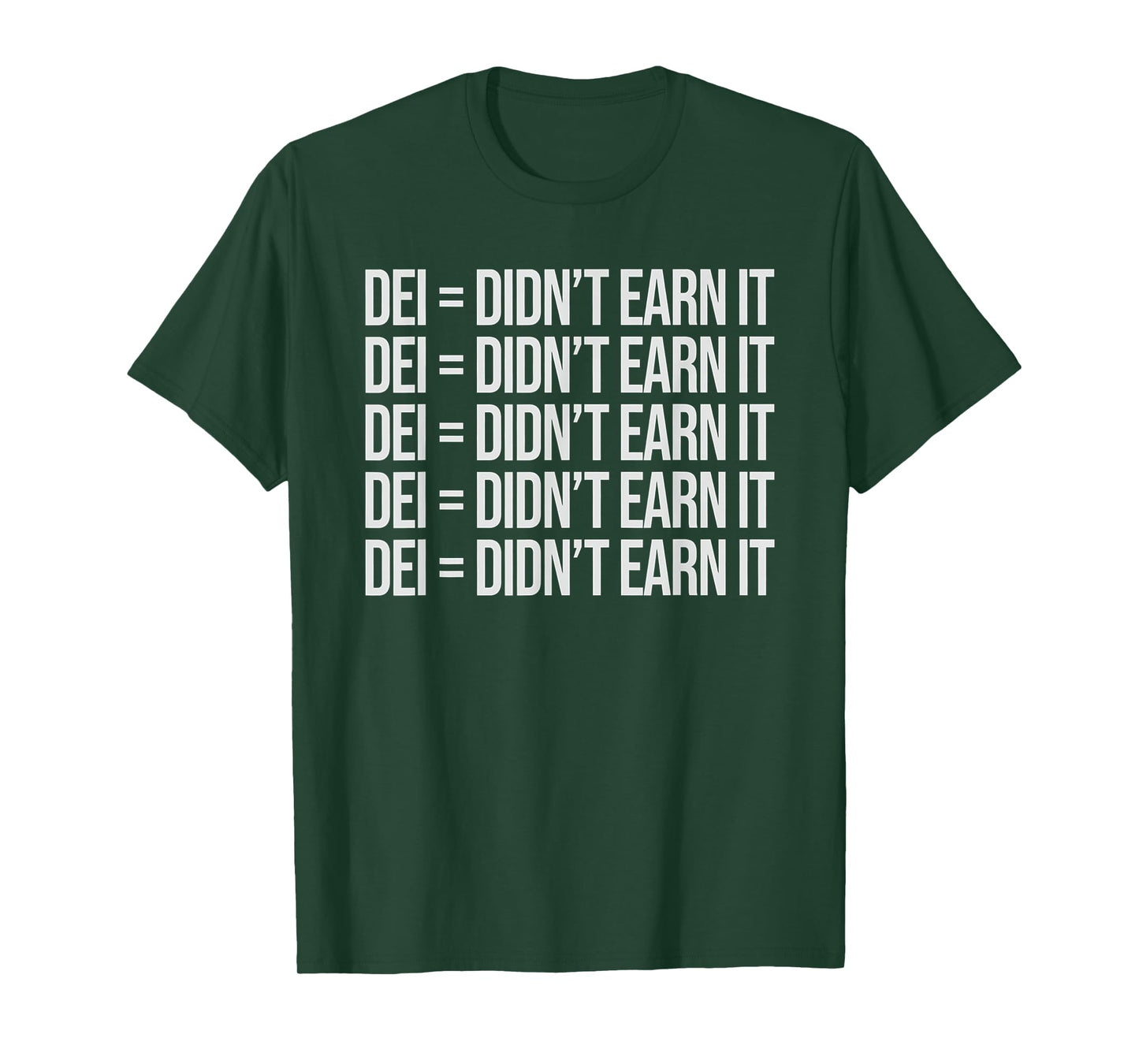 DEI Didn't Earn It Funny Quote T-Shirt, Small, Black