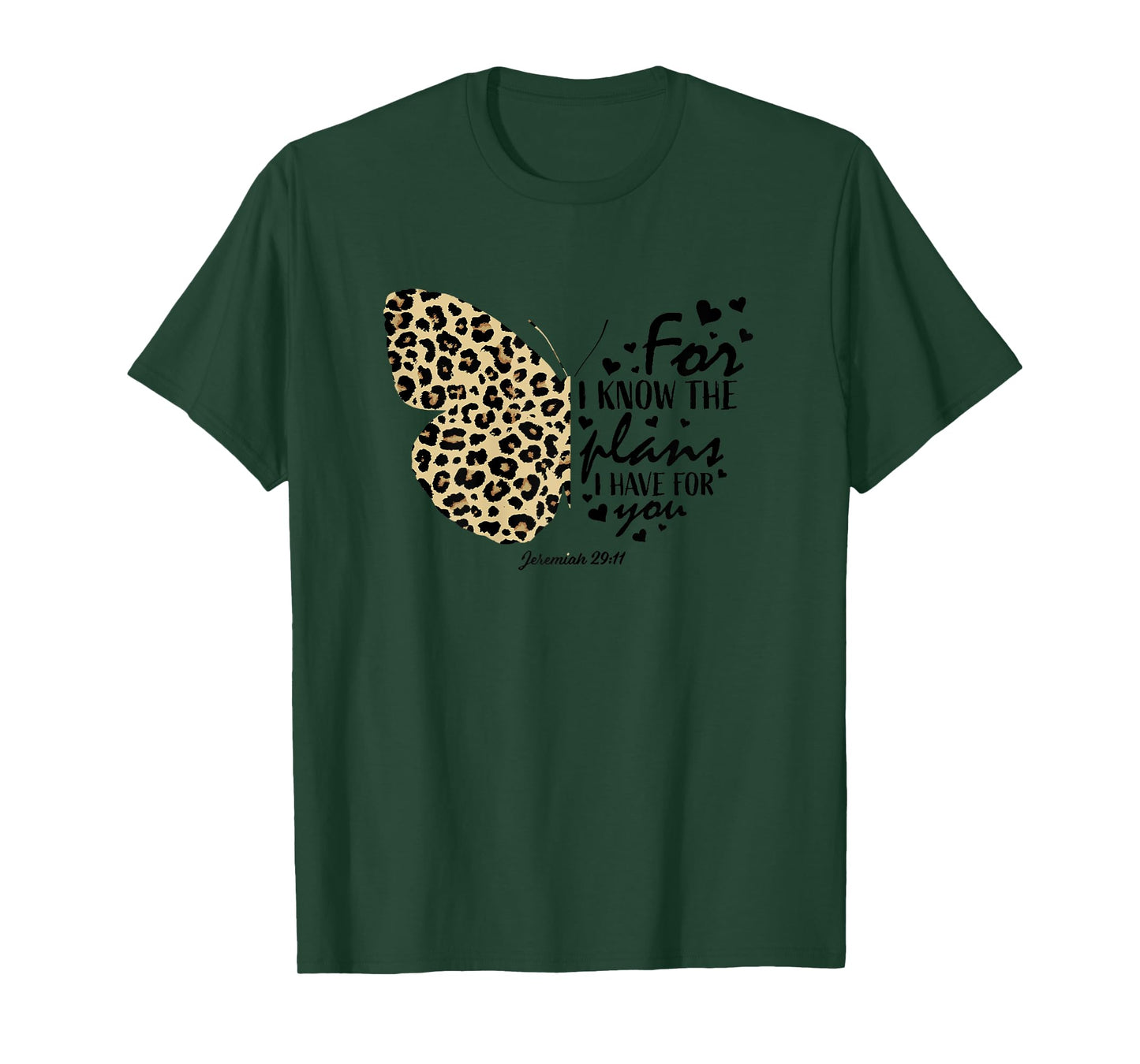 Cute Cheetah Print Butterfly Christian Religious Bible Quote T-Shirt