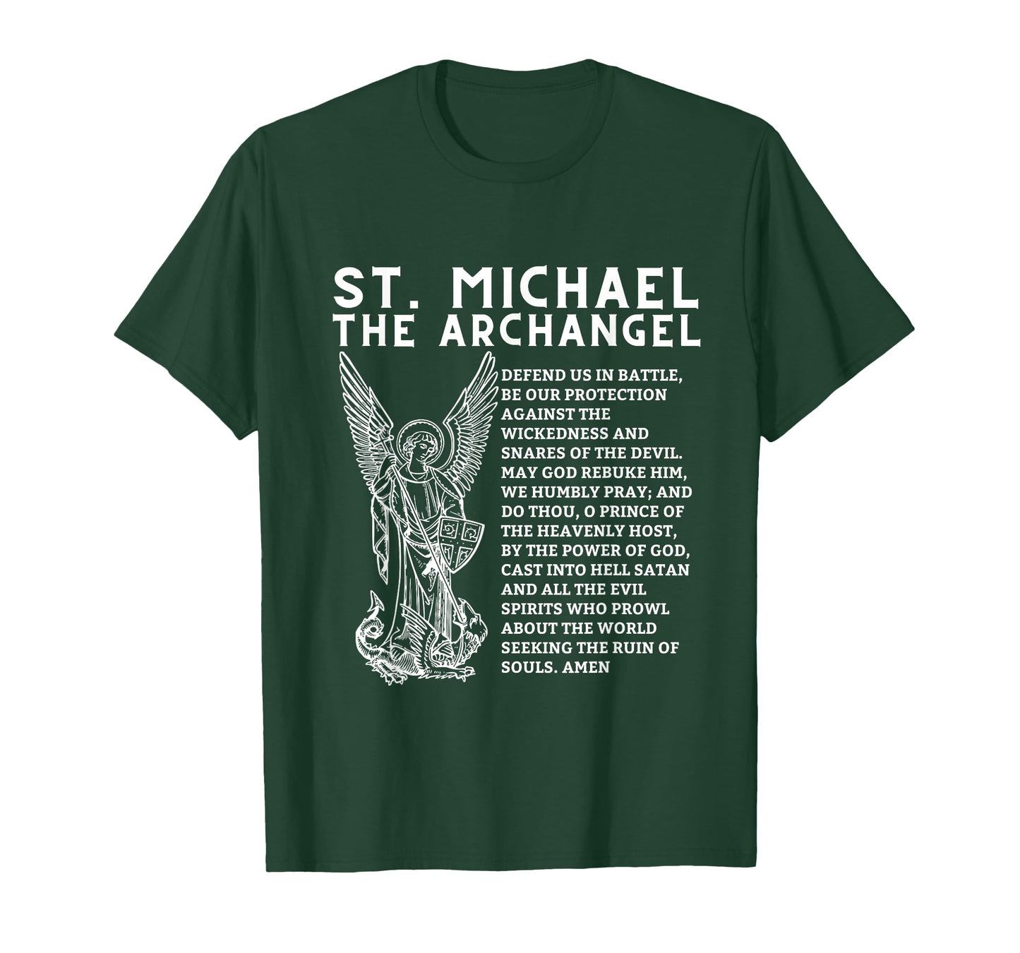 Prayer To St. Saint Michael The Archangel Print Christian T-Shirt