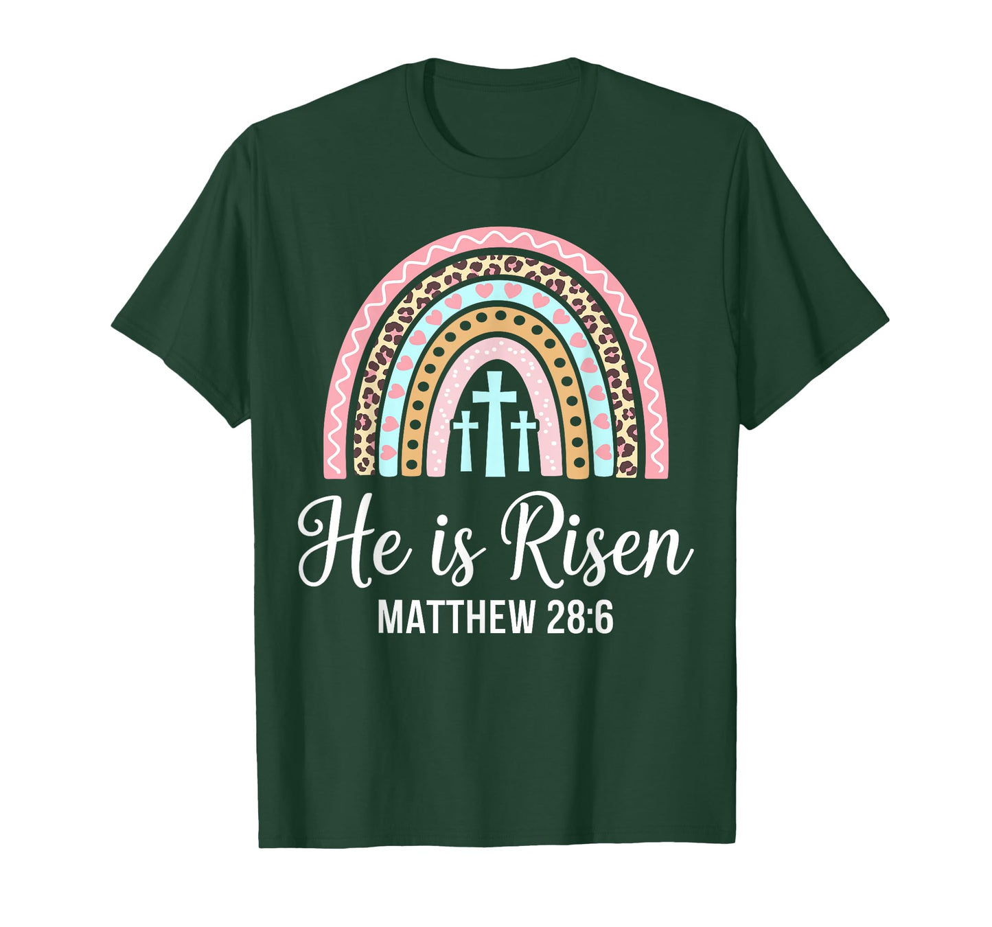 He is risen leopard rainbow for christian easter girls women T-Shirt