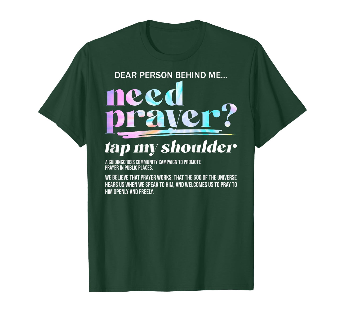 Need Prayer Tap My Shoulder Christian Men Women (On Back) T-Shirt