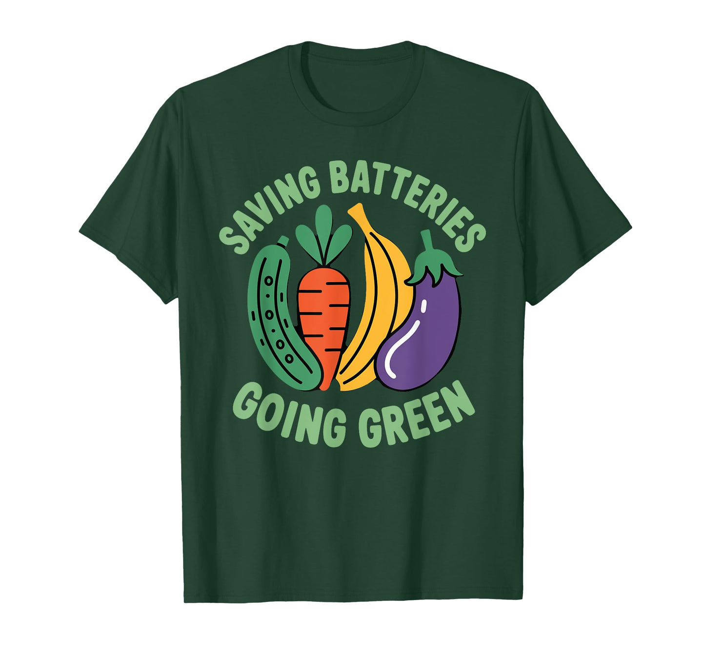 Saving Batteries Going Green Vegetables Funny Inappropriate T-Shirt