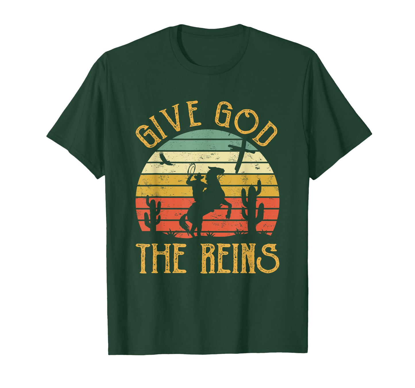 Give God The Reins Shirt Funny Cowboy Riding Horse Christian T-Shirt