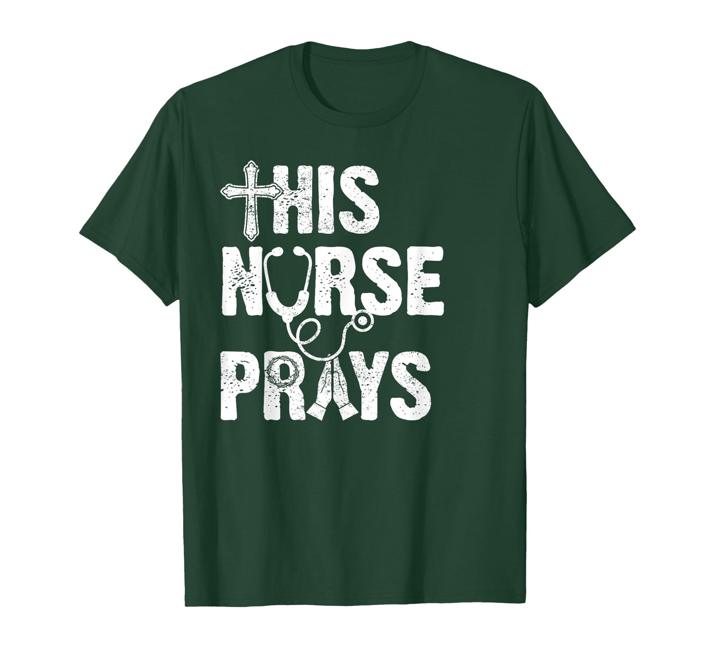This Nurse Prays Christian Nurse Faith Stethoscope Cross T-Shirt