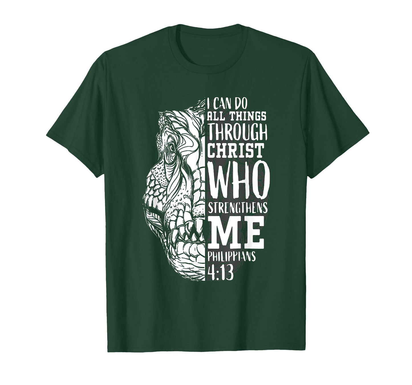 I can do all Things Through Christ - Religous Bible Dinosaur T-Shirt