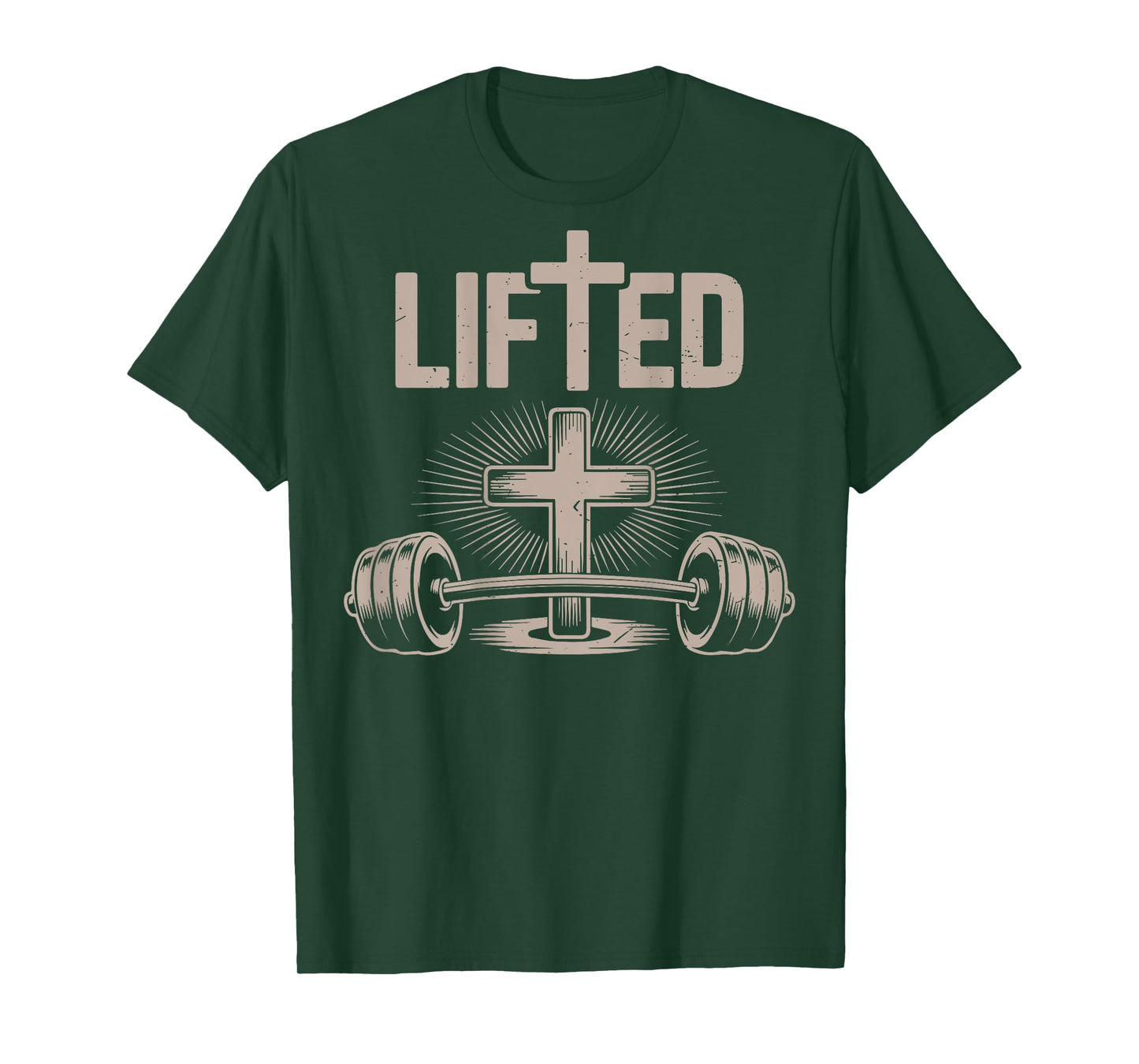 Lifted Funny Christian Workout Gym Jesus Weightlifting Cross T-Shirt