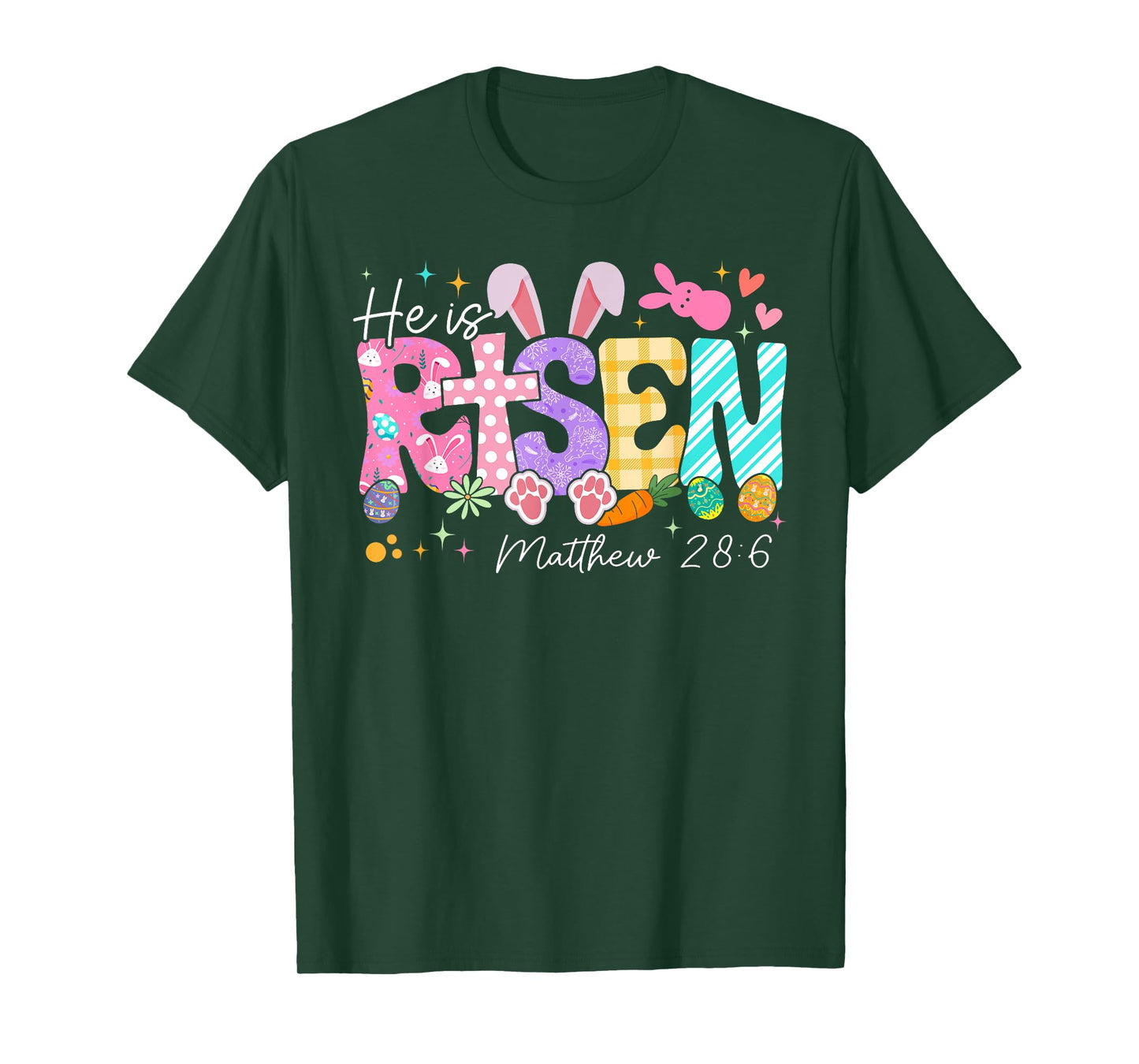 Happy Easter He Is Risen Jesus Christian Bunny Women Girls T-Shirt