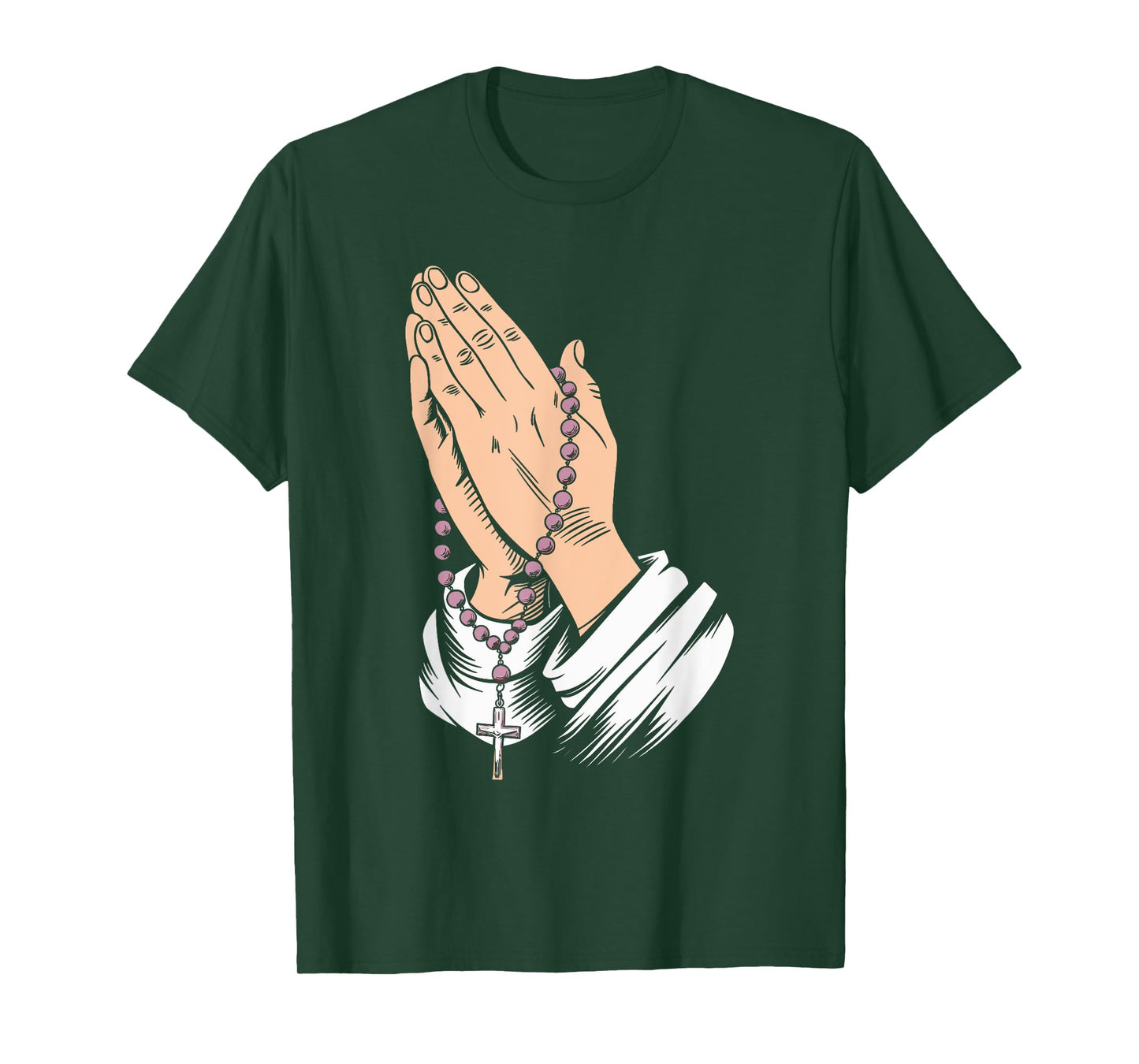 Rosary Praying Hands Faith Religious Christian Catholic T-Shirt