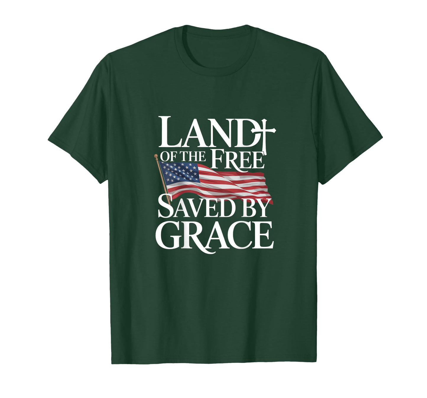 Land Of The Free Saved By Grace Backprint T-Shirt