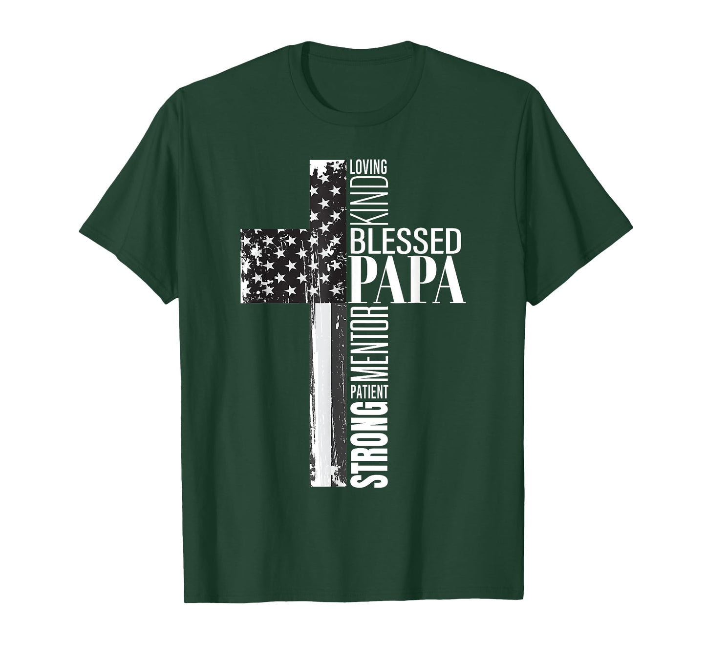 Vintage Christian Blessed Papa American Flag Fathers Day T-Shirt
