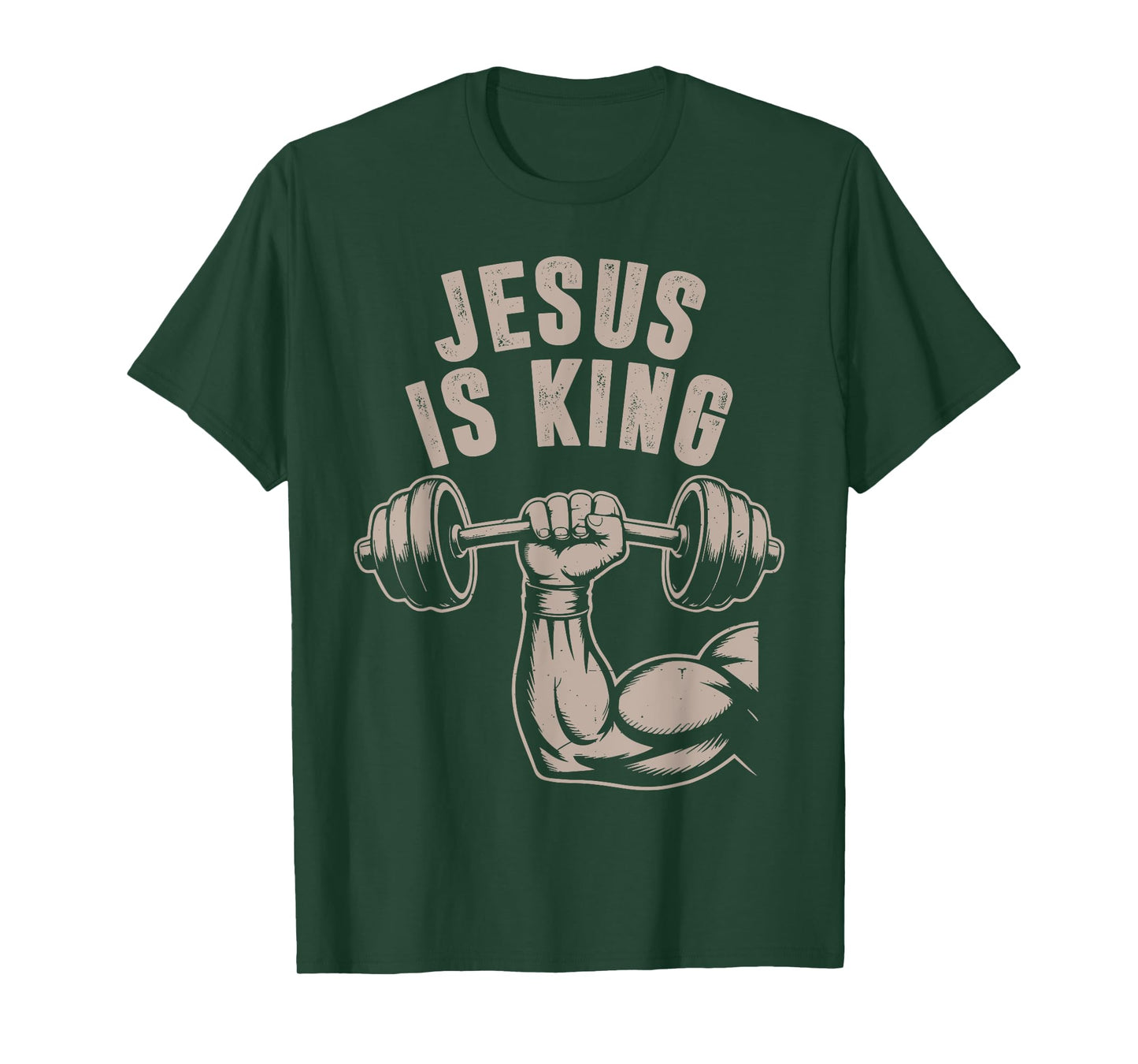 Jesus is King Barbell Cross Funny Christian Workout Gym Men T-Shirt