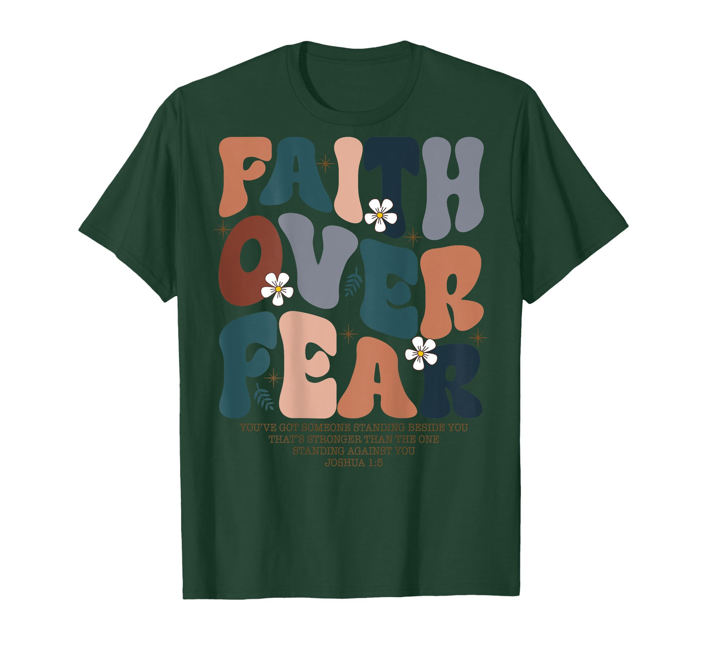 Christian Women Girls Kids Jesus Religious Faith Over Fear T-Shirt