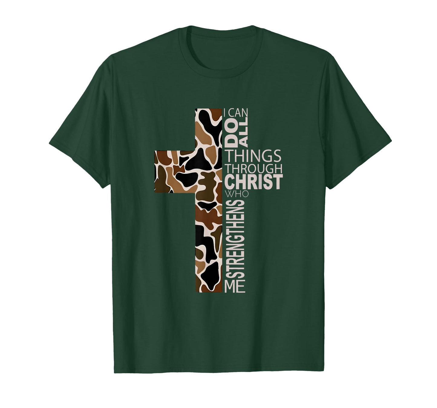 I Can Do All Things Through Christ Christian Camo Cross T-Shirt