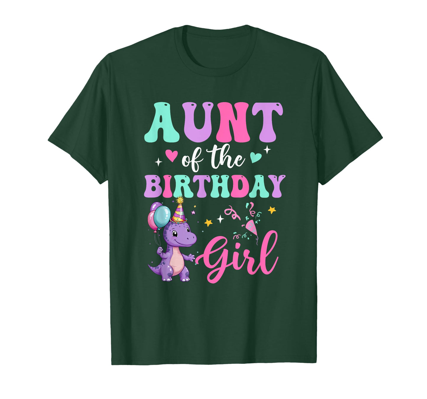 Aunt Of The Birthday For Girl Dinosaur T-Rex Party Family T-Shirt