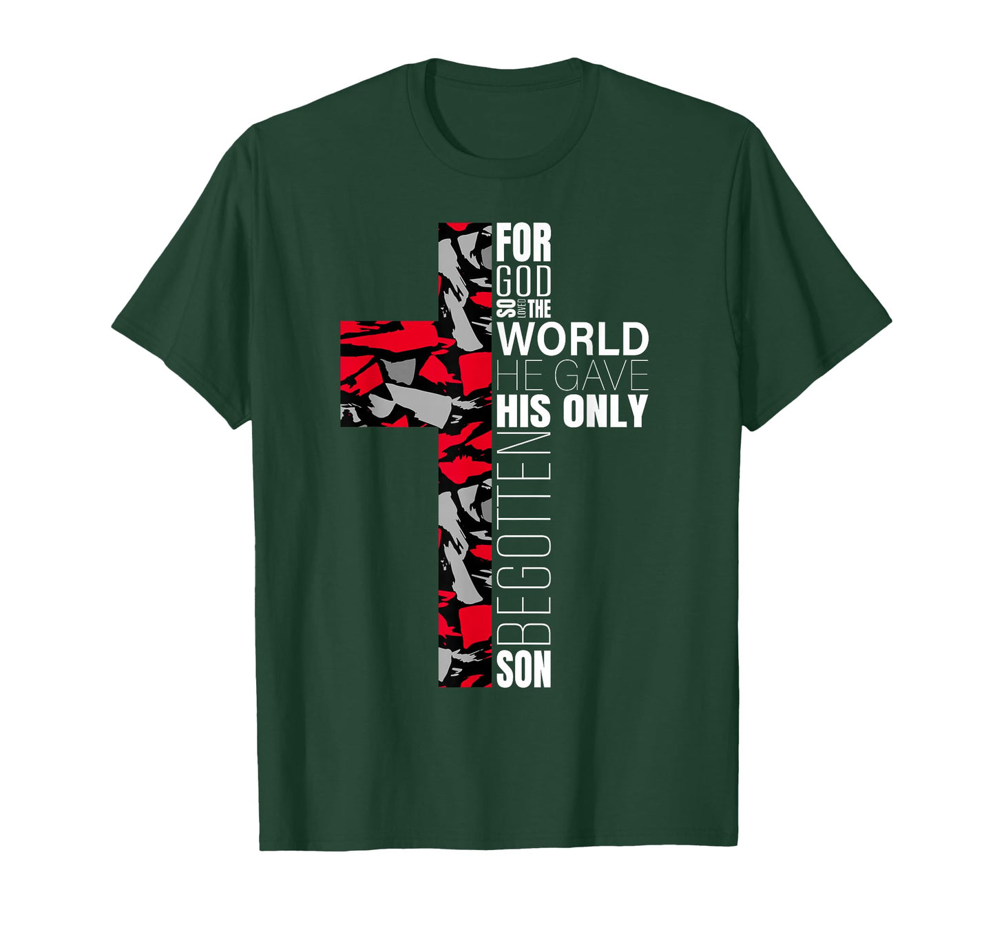 Red Black Gray Christian Cross Bible Verse Gifts Graphic T-Shirt