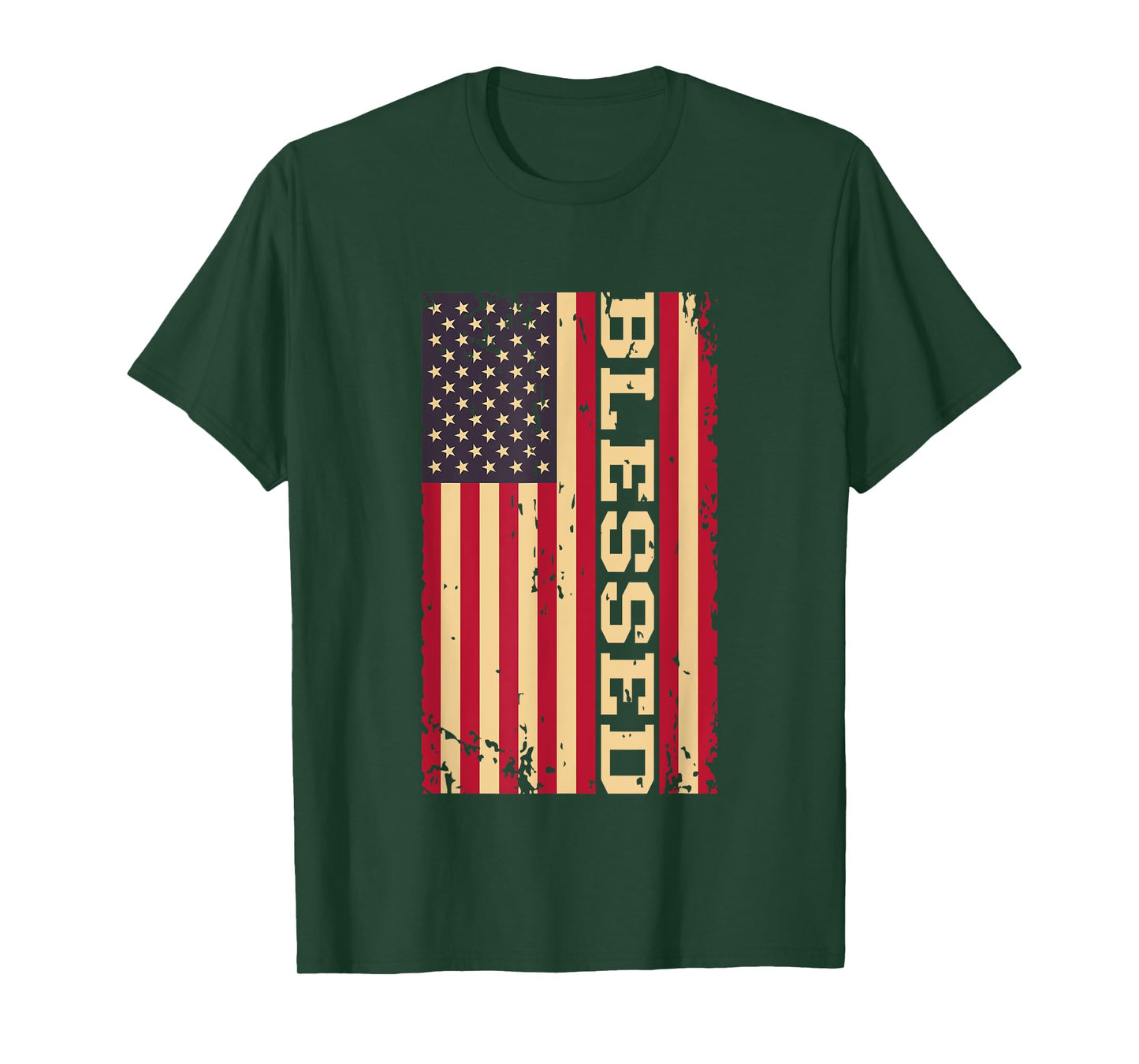 Blessed Christian Religious USA American Flag T-Shirt