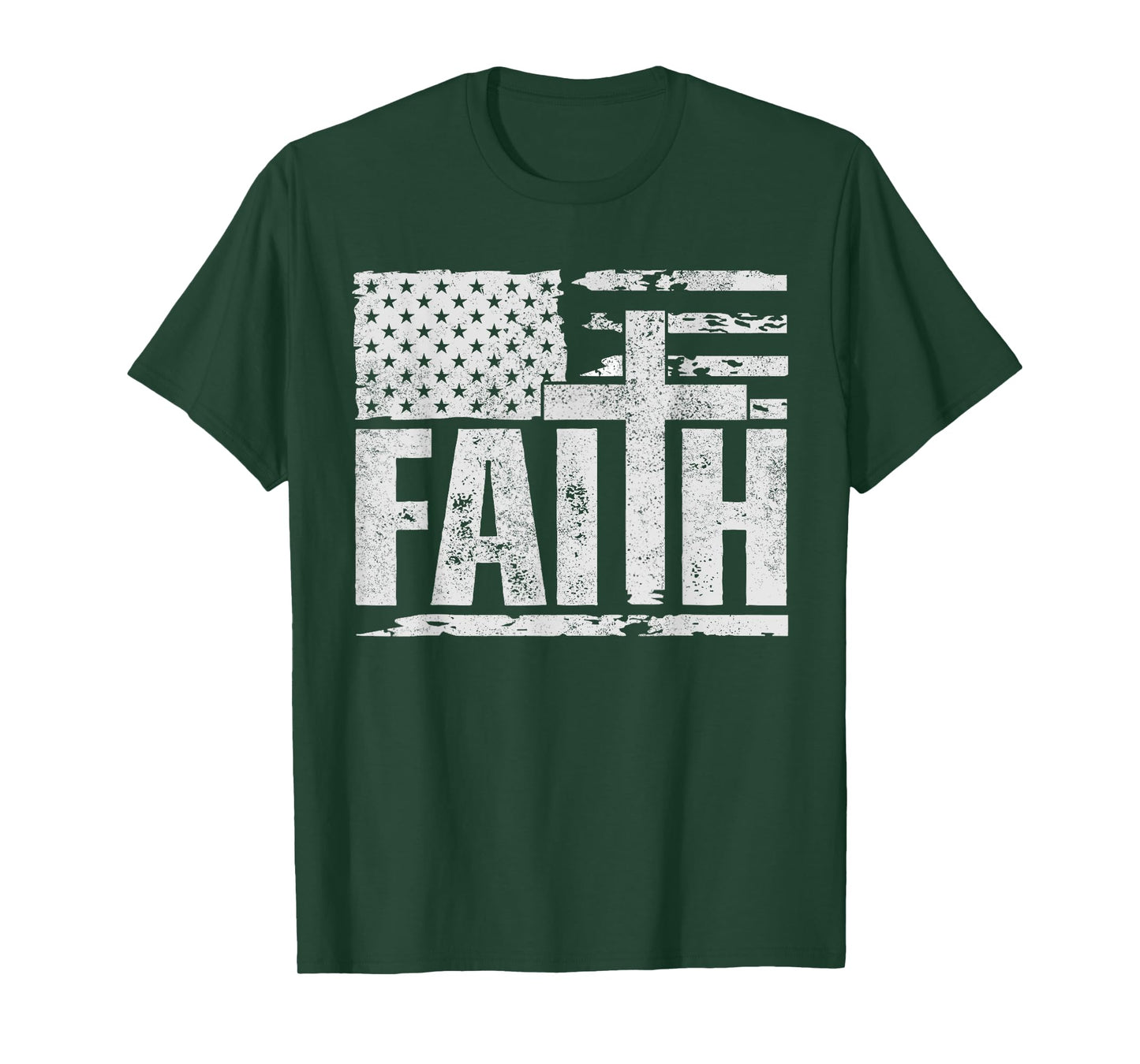 Vintage American Flag Cross Faith Jesus Christian Patriotic T-Shirt