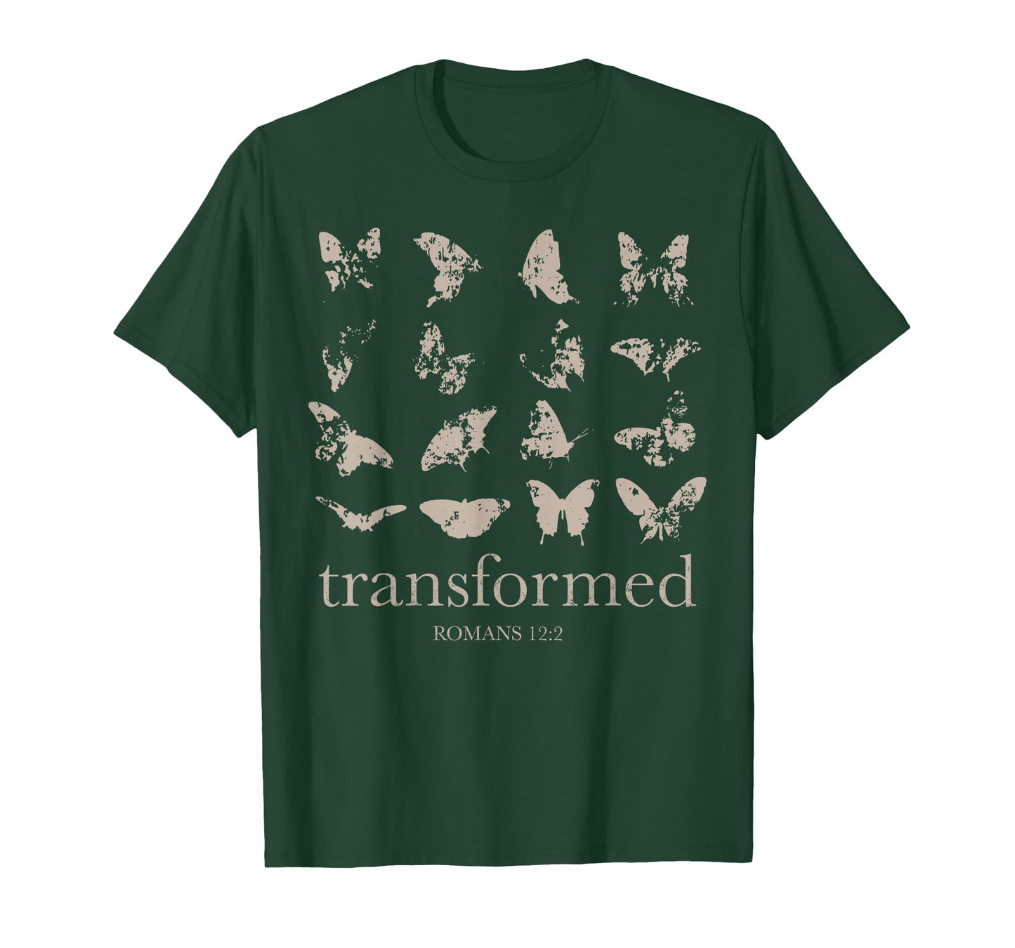 Be Transformed Romans 12-2 Butterfly Christian Bible Verse T-Shirt